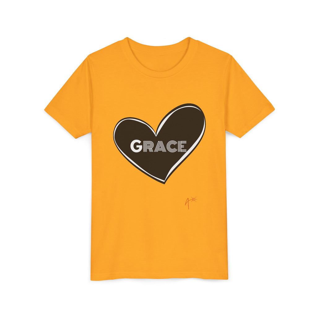Youth Tee — Black Heart "Grace" Graphic Kids Shirt