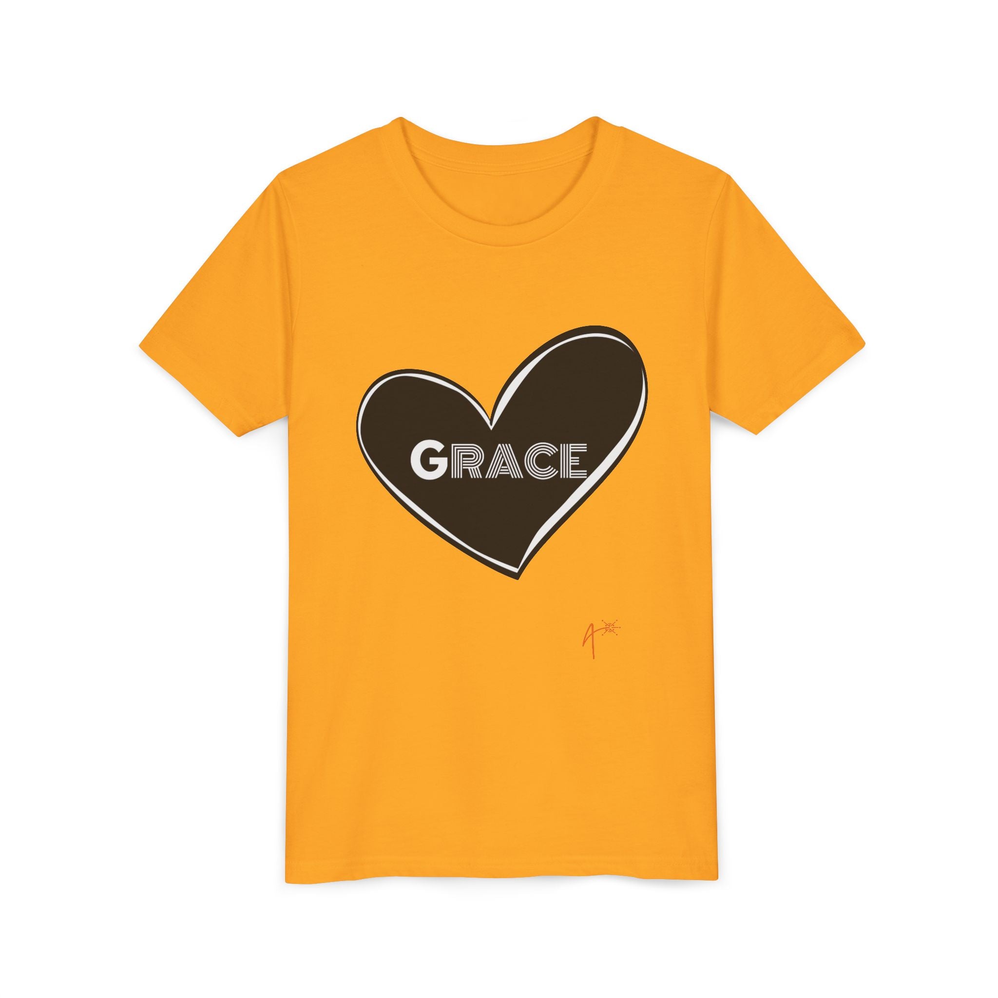 Youth Tee — Black Heart "Grace" Graphic Kids Shirt