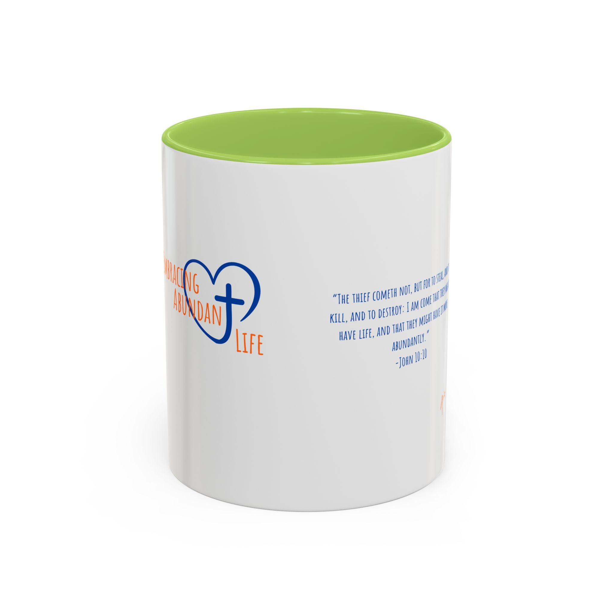 Christian Faith Coffee Mug — 'Embracing Abundant Life' Accent 11/15oz Inspirational Scripture Gift