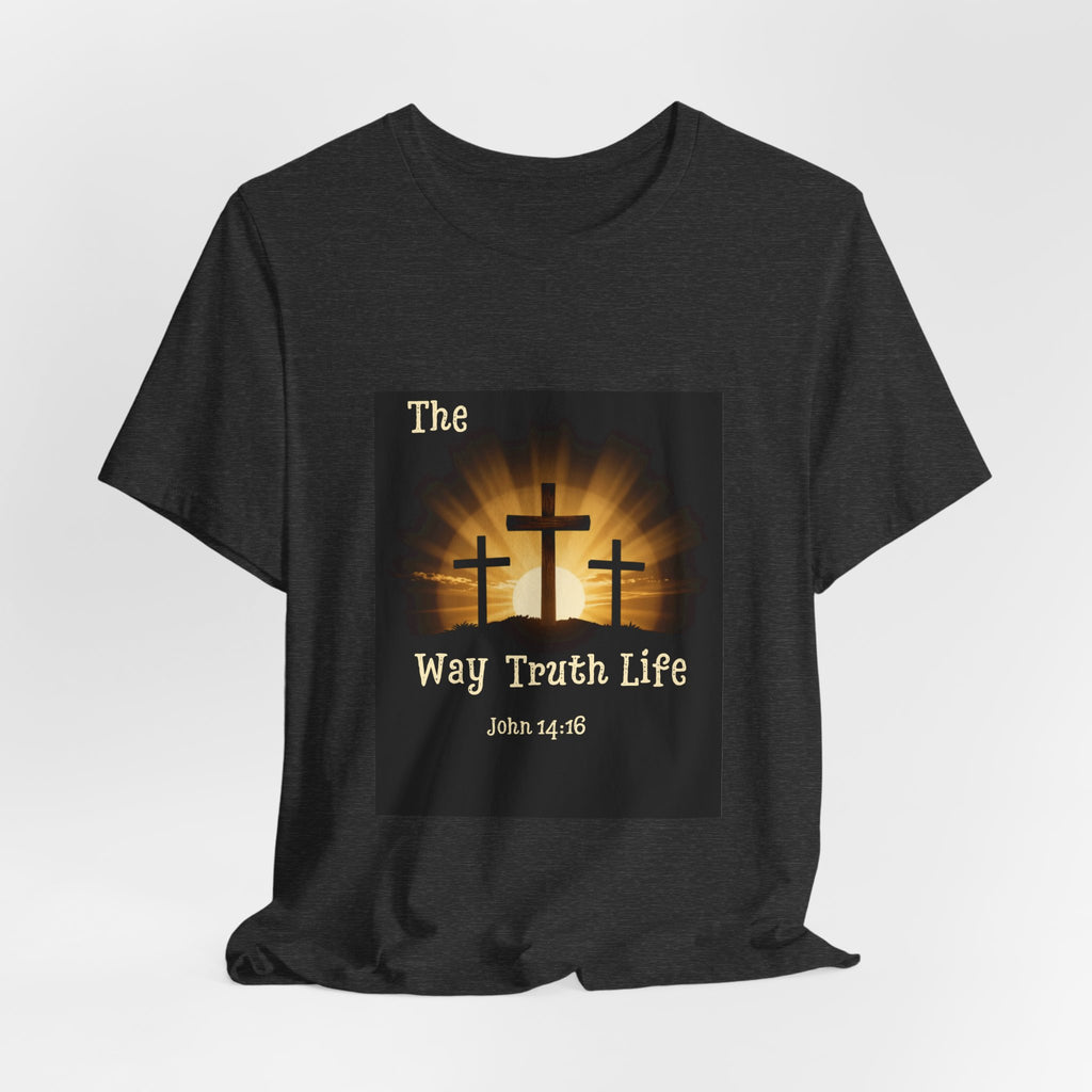 Christian Tee – "The Way Truth Life" John 14:6 Cross Graphic T-Shirt