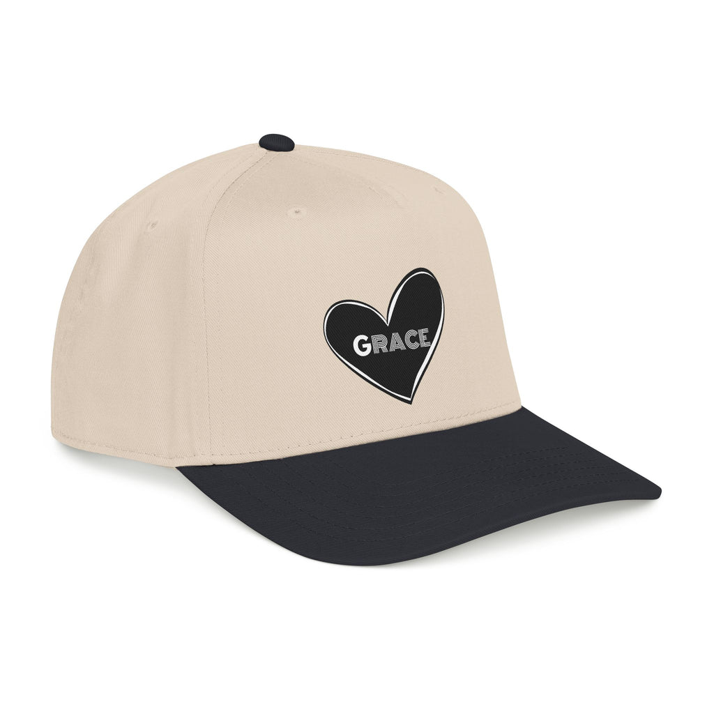 Grace Heart Baseball Cap — Embroidered Black Heart with "Grace"