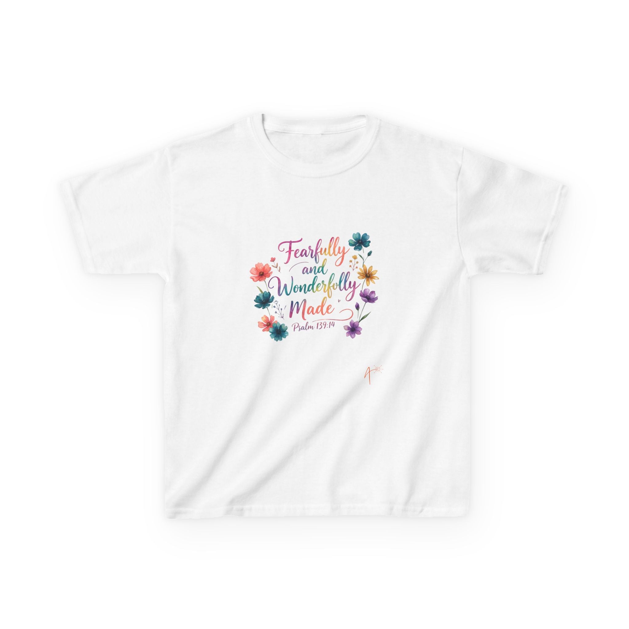 Kids Tee — "Fearfully and Wonderfully Made" Floral Christian Shirt