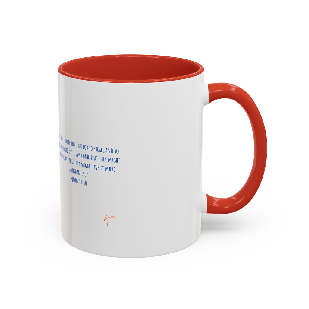 Christian Faith Coffee Mug — 'Embracing Abundant Life' Accent 11/15oz Inspirational Scripture Gift