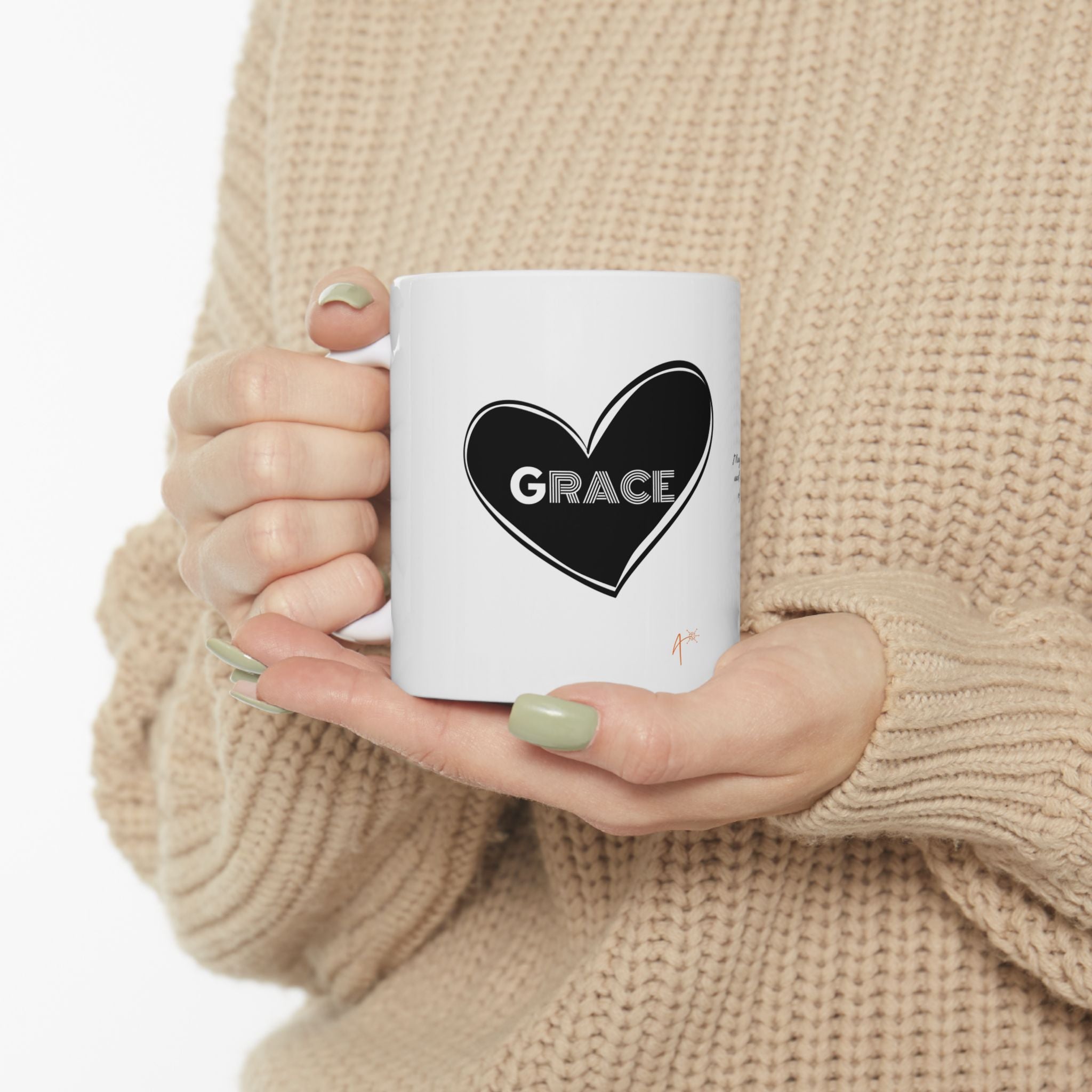 Grace Heart Ceramic Mug — Inspirational Scripture Coffee Cup (11oz & 15oz)