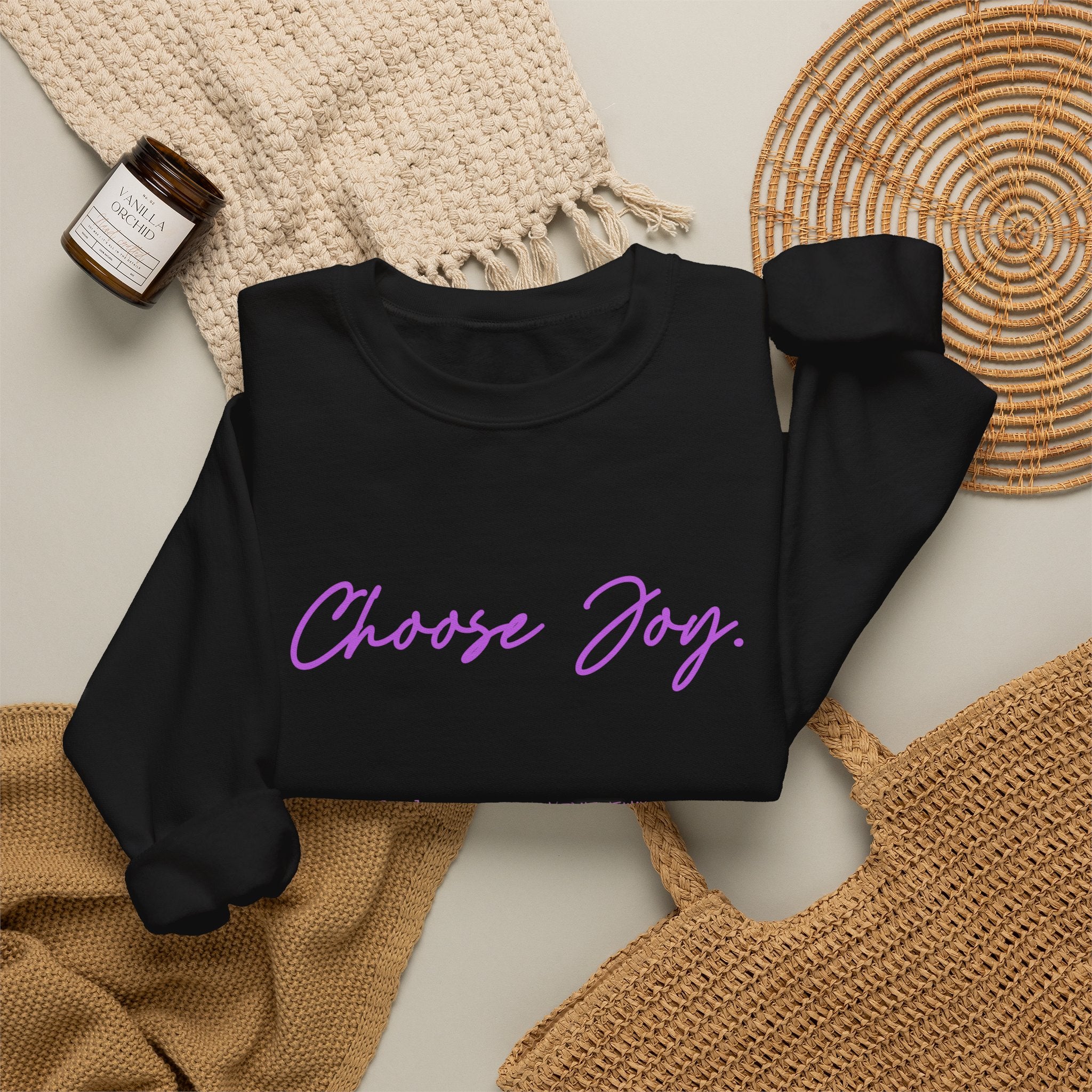 Crewneck Sweatshirt - "Choose Joy" Inspirational Script Pullover