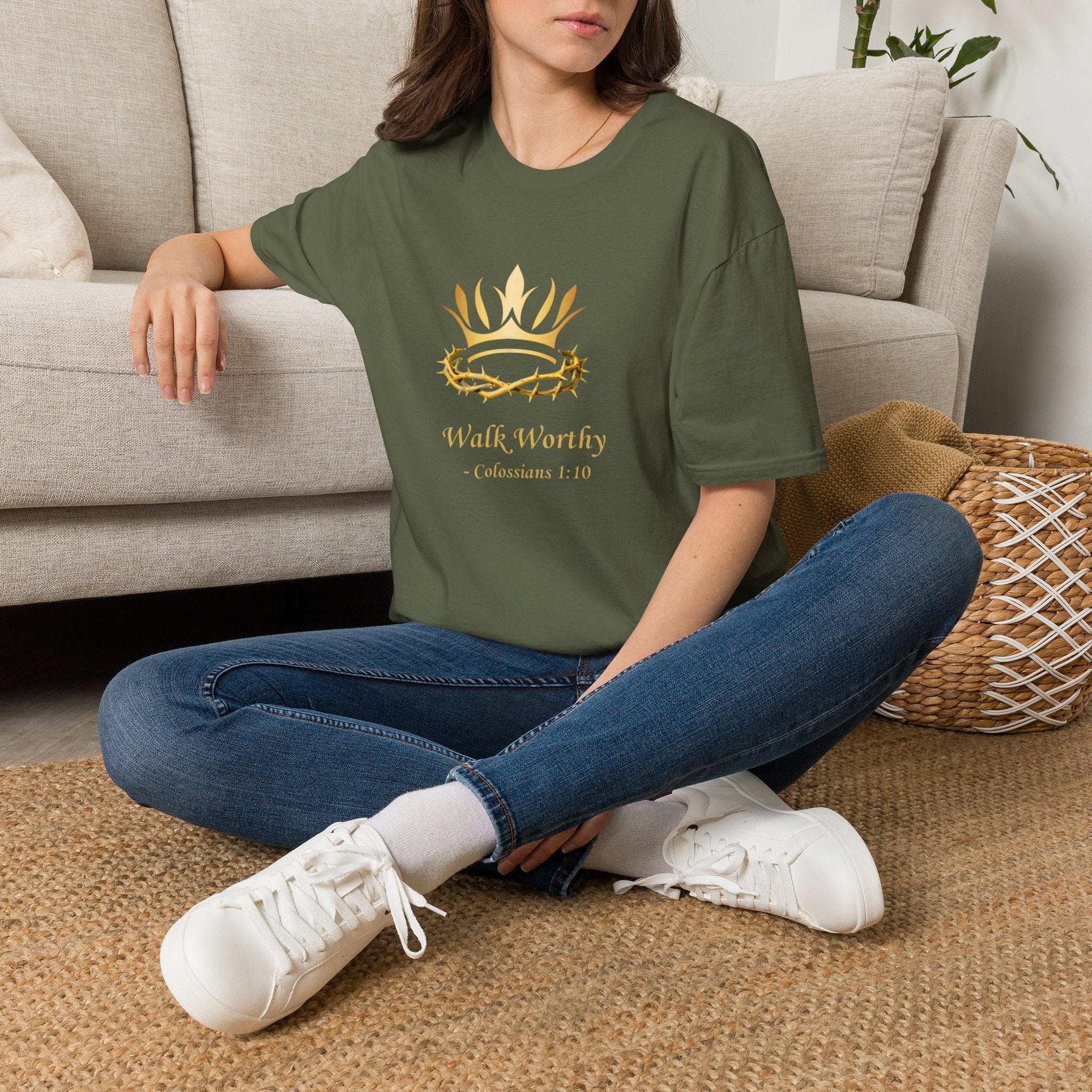 Christian Crown T-Shirt — 'Walk Worthy' Faith Graphic Tee