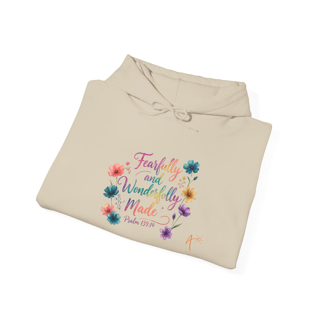 Hoodie — "Fearfully and Wonderfully Made" Floral Christian Hoodie