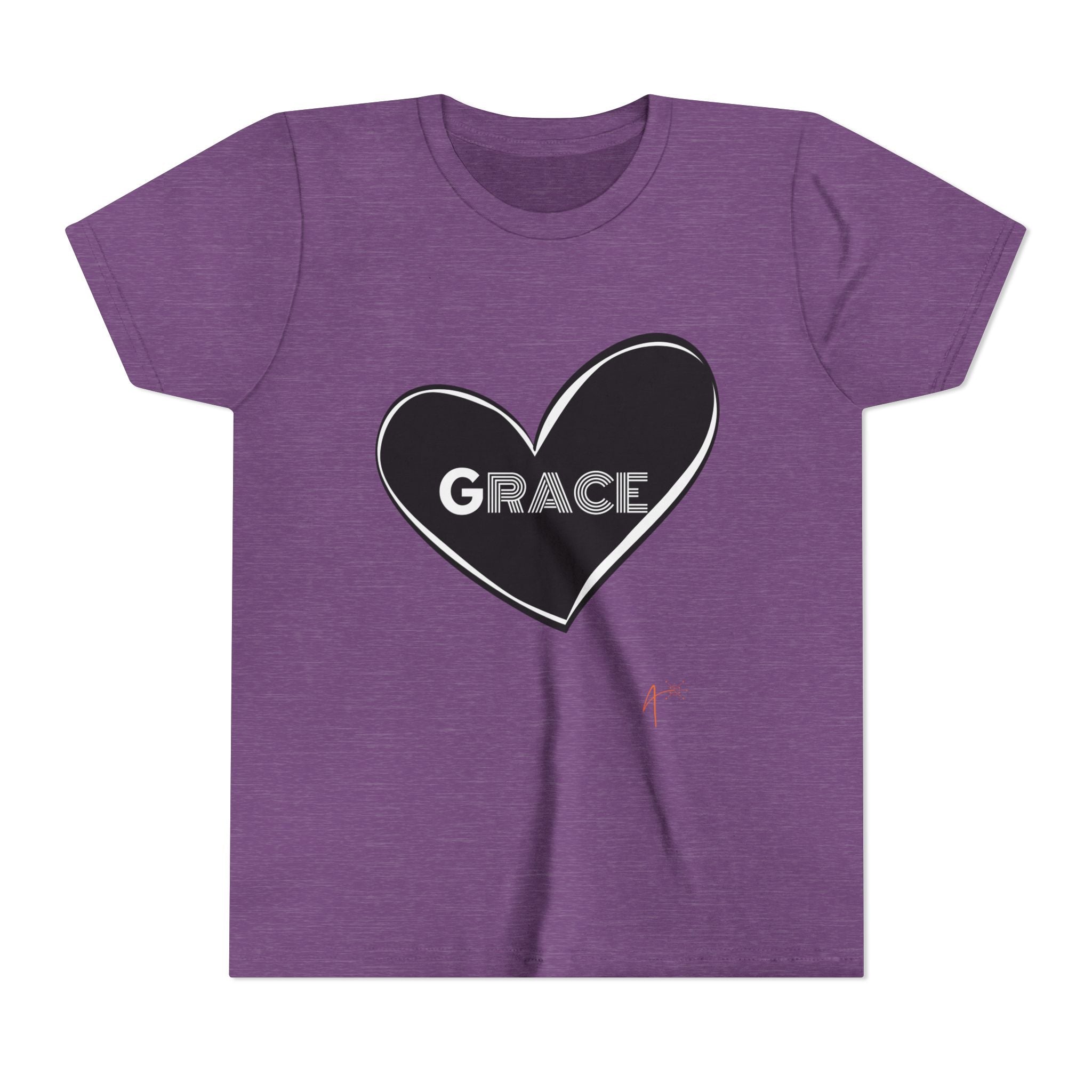 Youth Tee — Black Heart "Grace" Graphic Kids Shirt