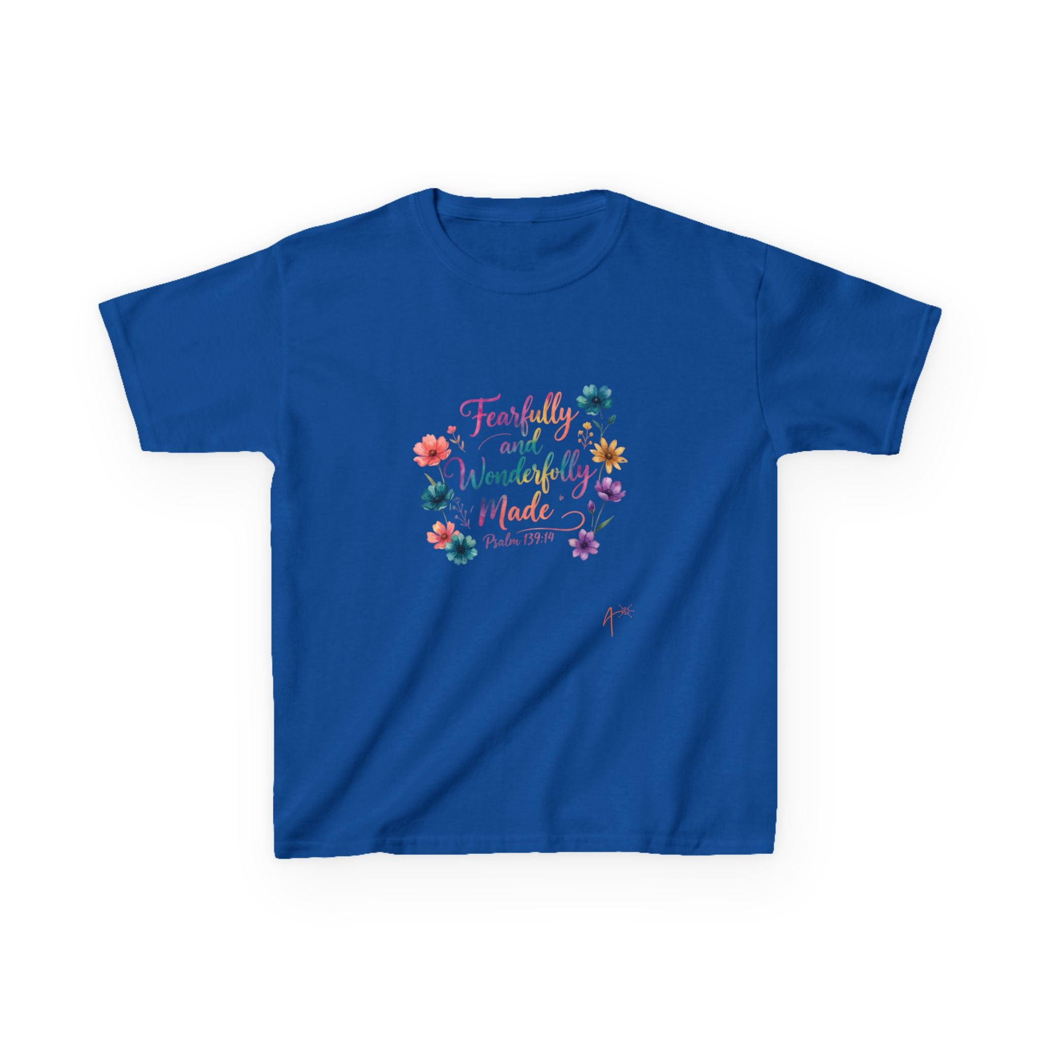 Kids Tee — "Fearfully and Wonderfully Made" Floral Christian Shirt