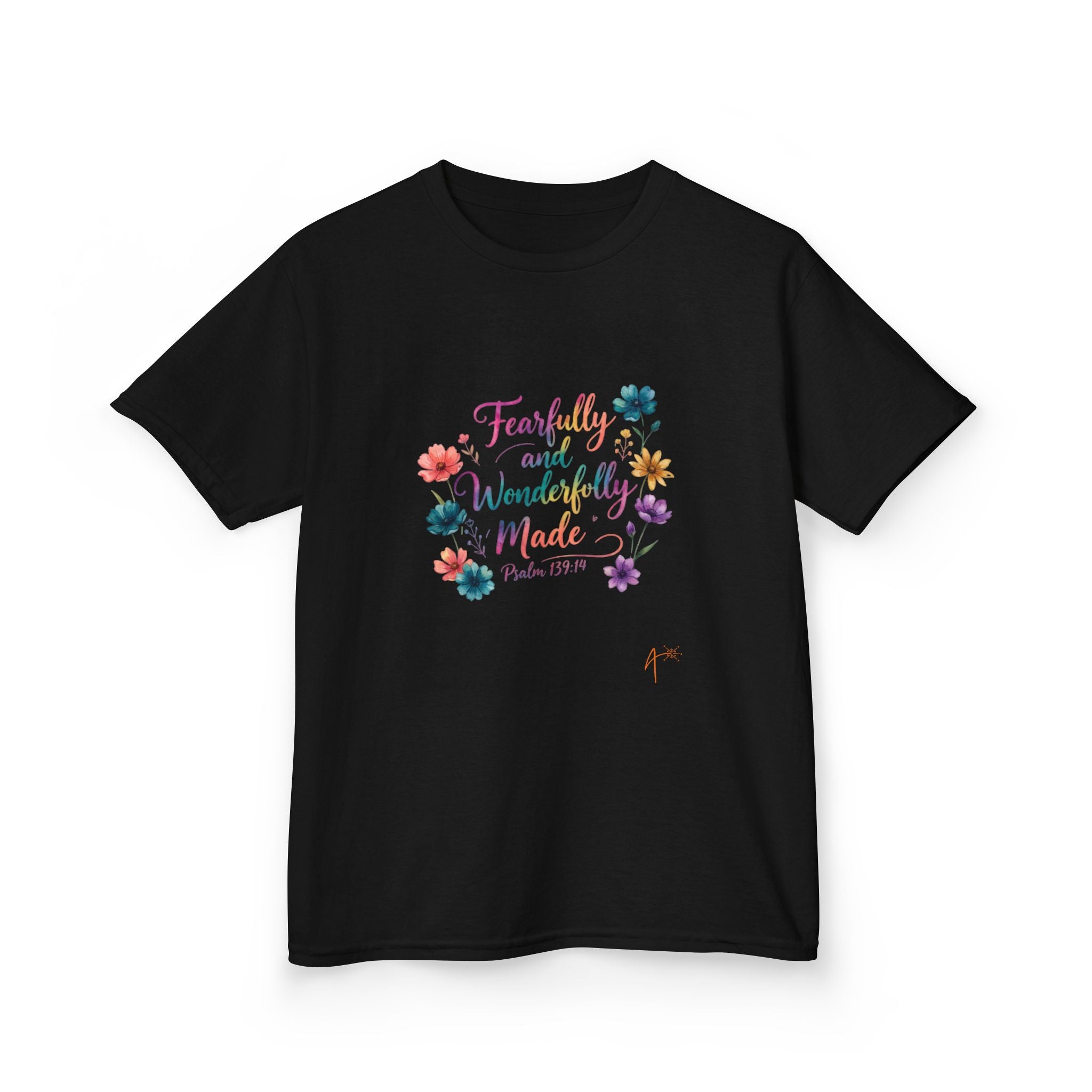 Kids Tee — "Fearfully and Wonderfully Made" Floral Christian Shirt