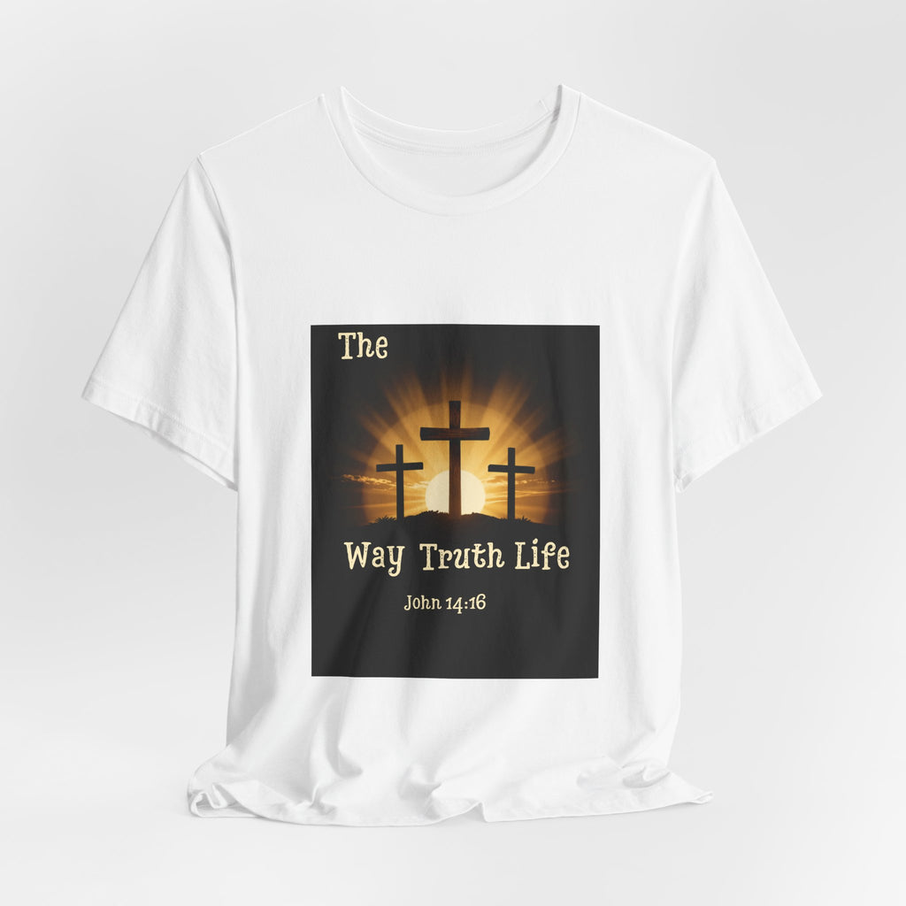 Christian Tee – "The Way Truth Life" John 14:6 Cross Graphic T-Shirt