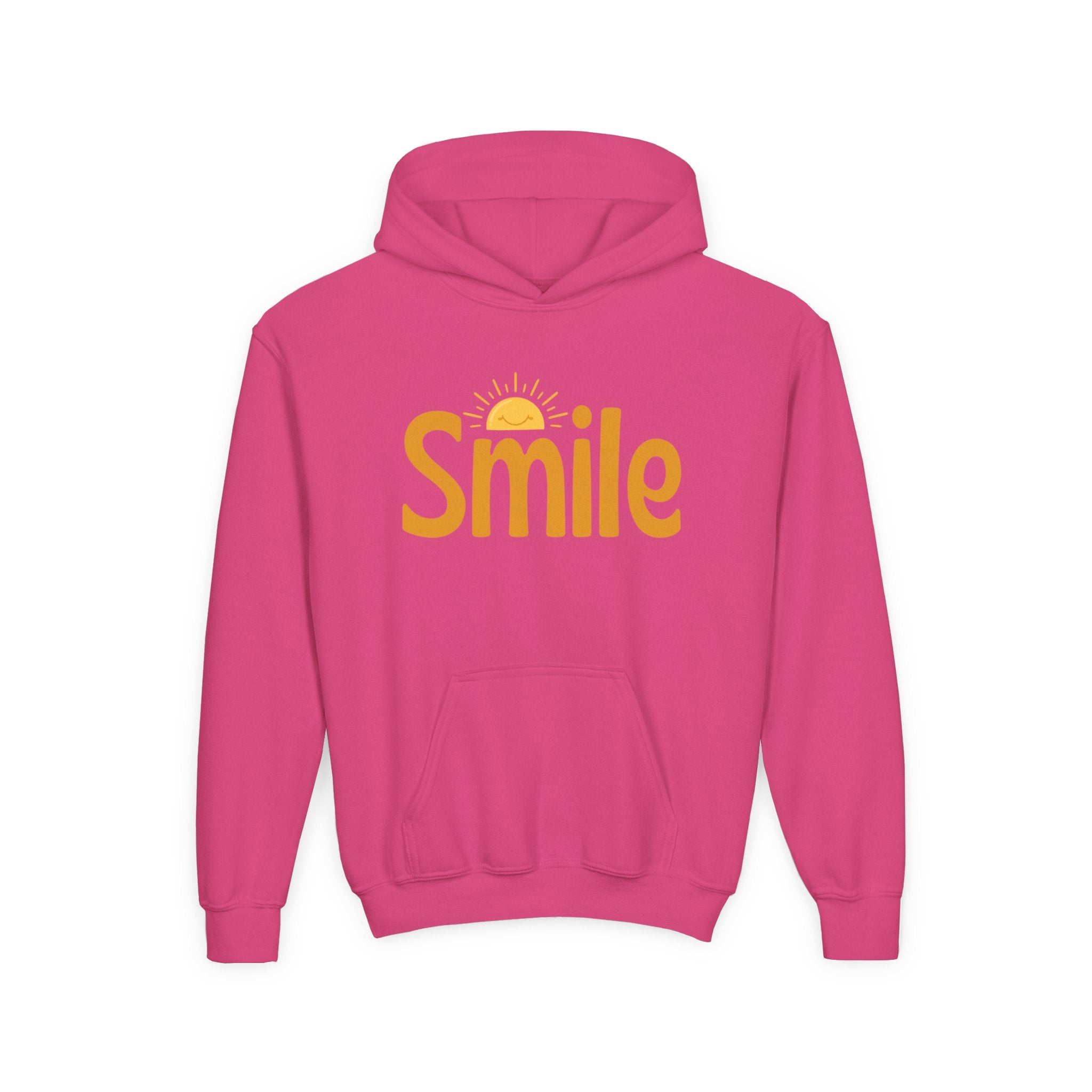 Youth Hoodie — "Smile" Retro Sun Graphic Kids Sweatshirt