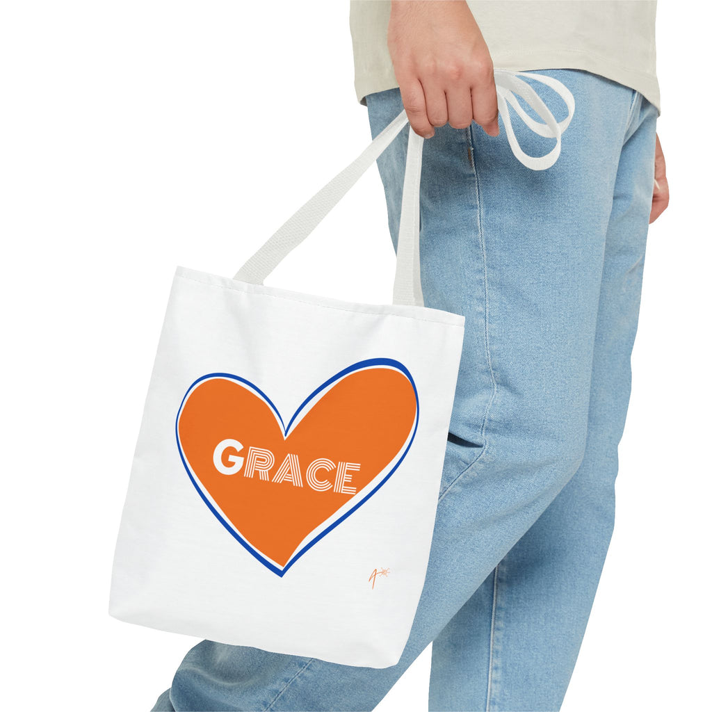 Grace Heart Tote Bag — Orange Heart Design