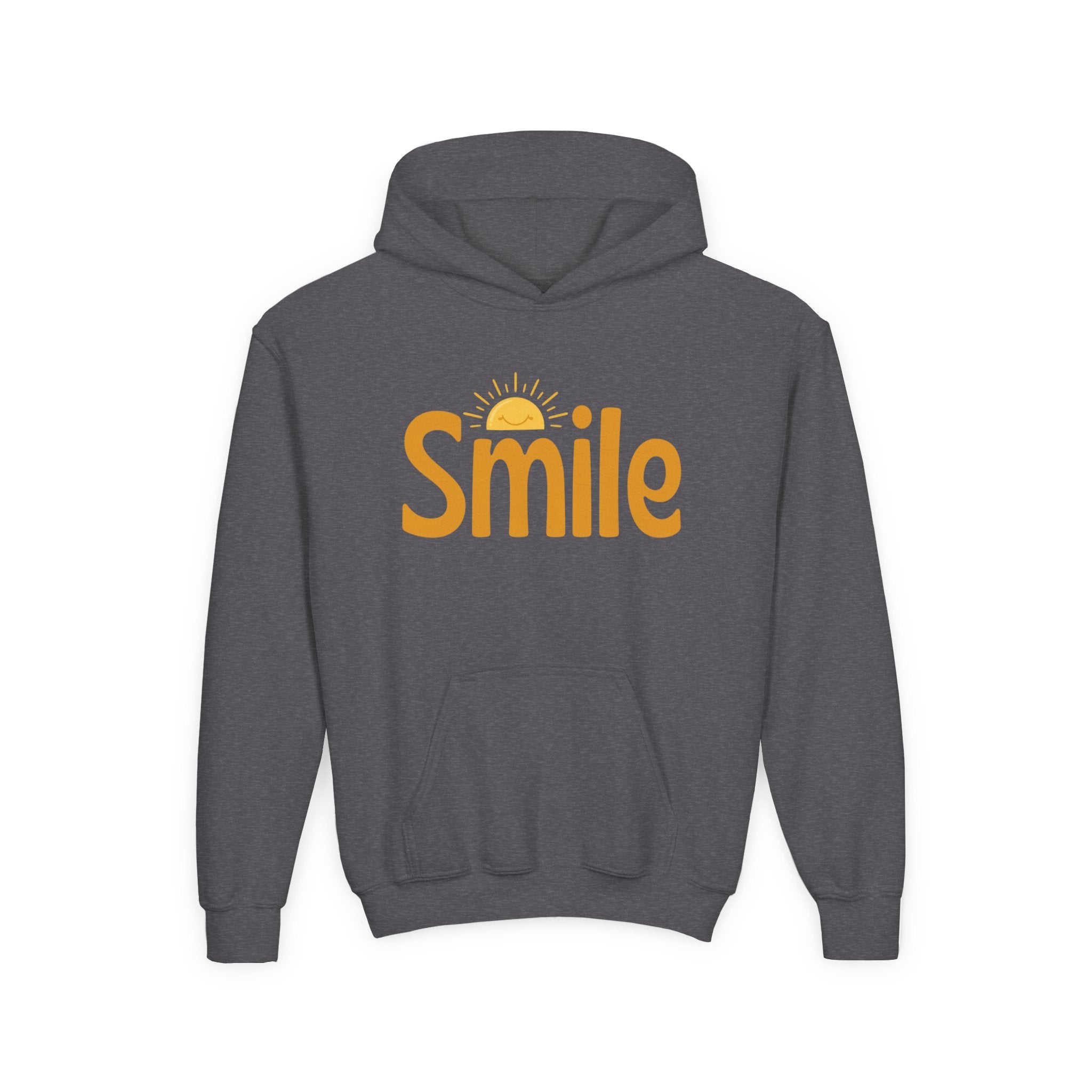 Youth Hoodie — "Smile" Retro Sun Graphic Kids Sweatshirt