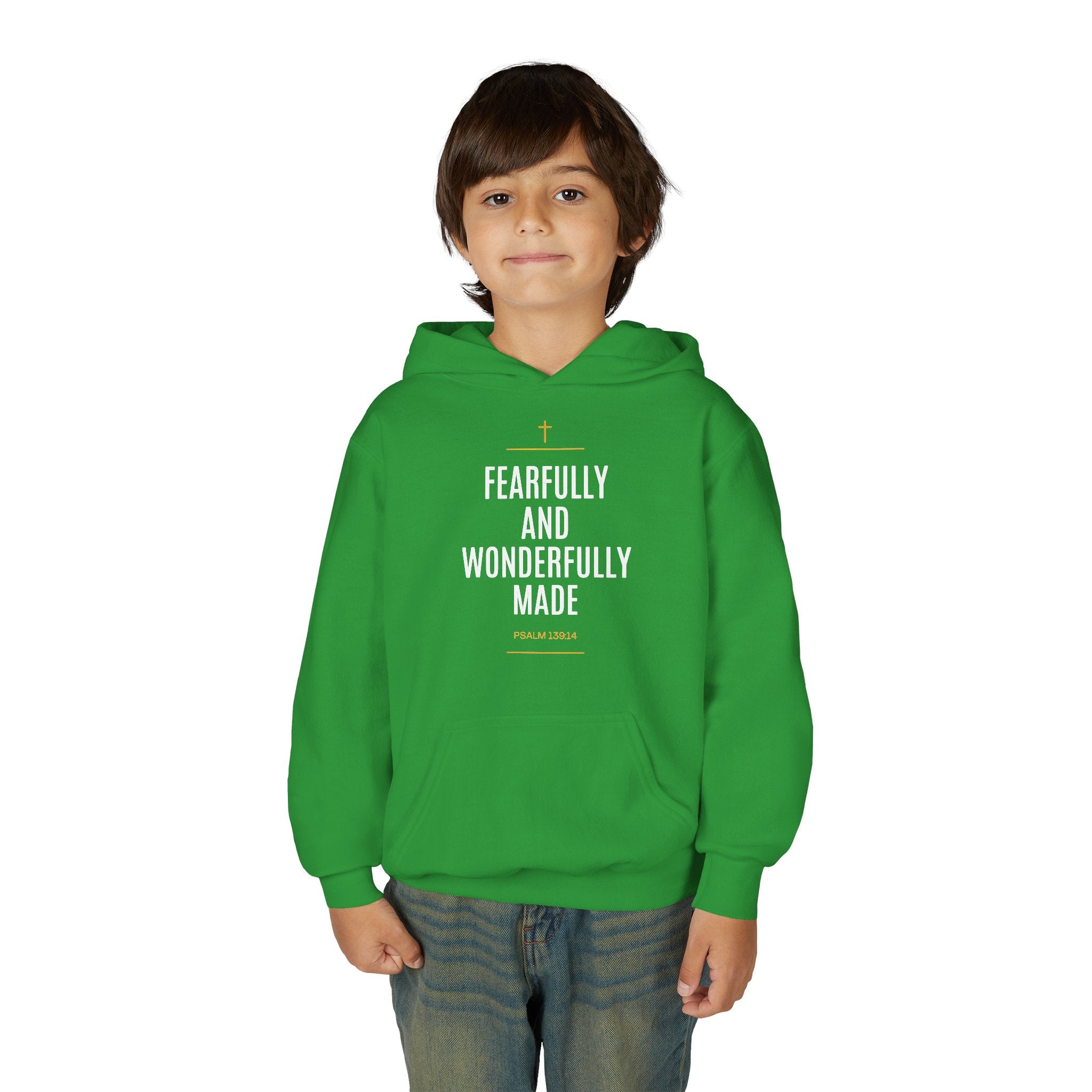 Youth Hoodie – "Fearfully and Wonderfully Made" Christian Scripture Pullover