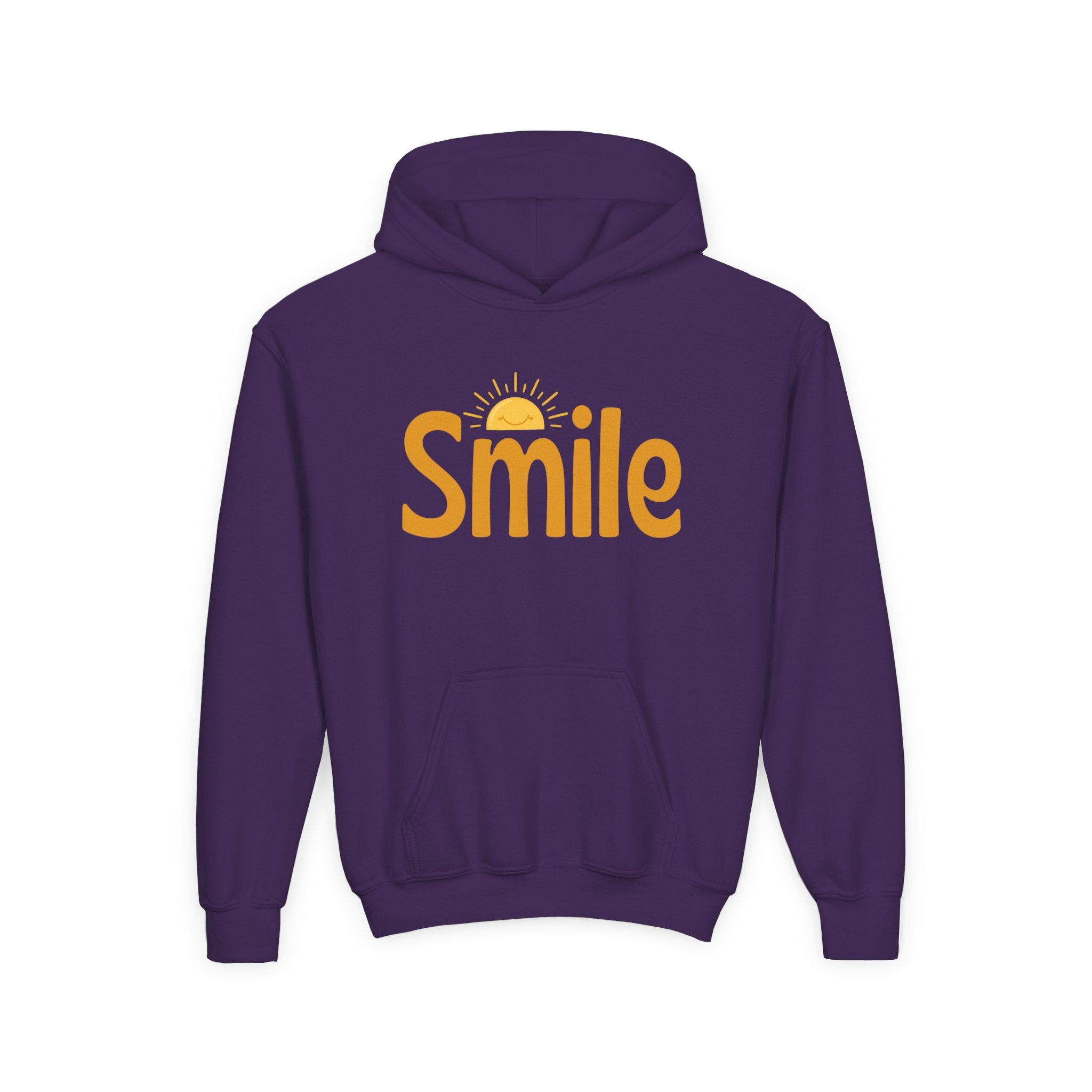 Youth Hoodie — "Smile" Retro Sun Graphic Kids Sweatshirt