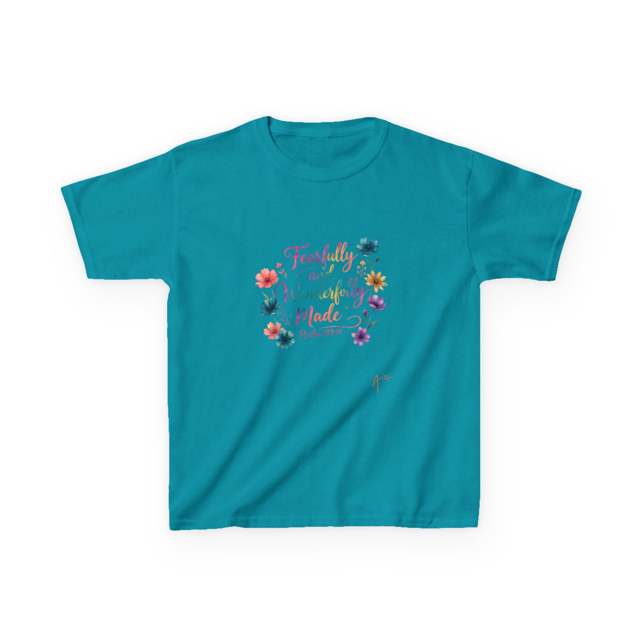 Kids Tee — "Fearfully and Wonderfully Made" Floral Christian Shirt