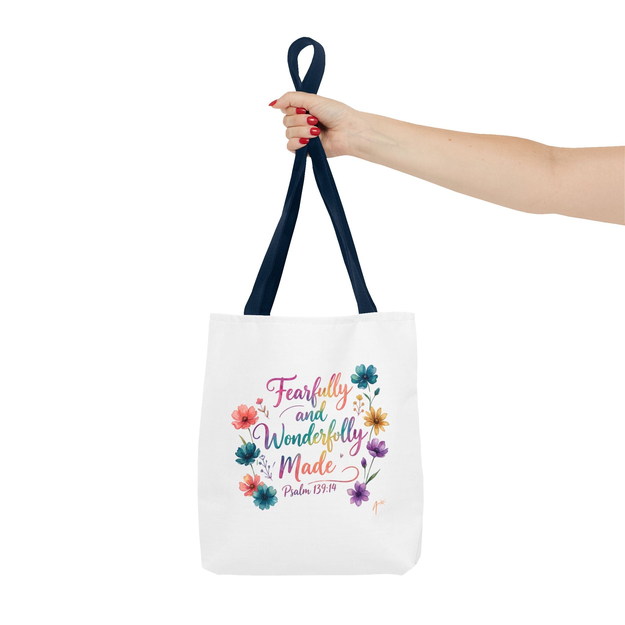 Floral Faith Tote Bag — "Fearfully and Wonderfully Made" / "My Soul Knows It Very Well" Inspirational Canvas Tote
