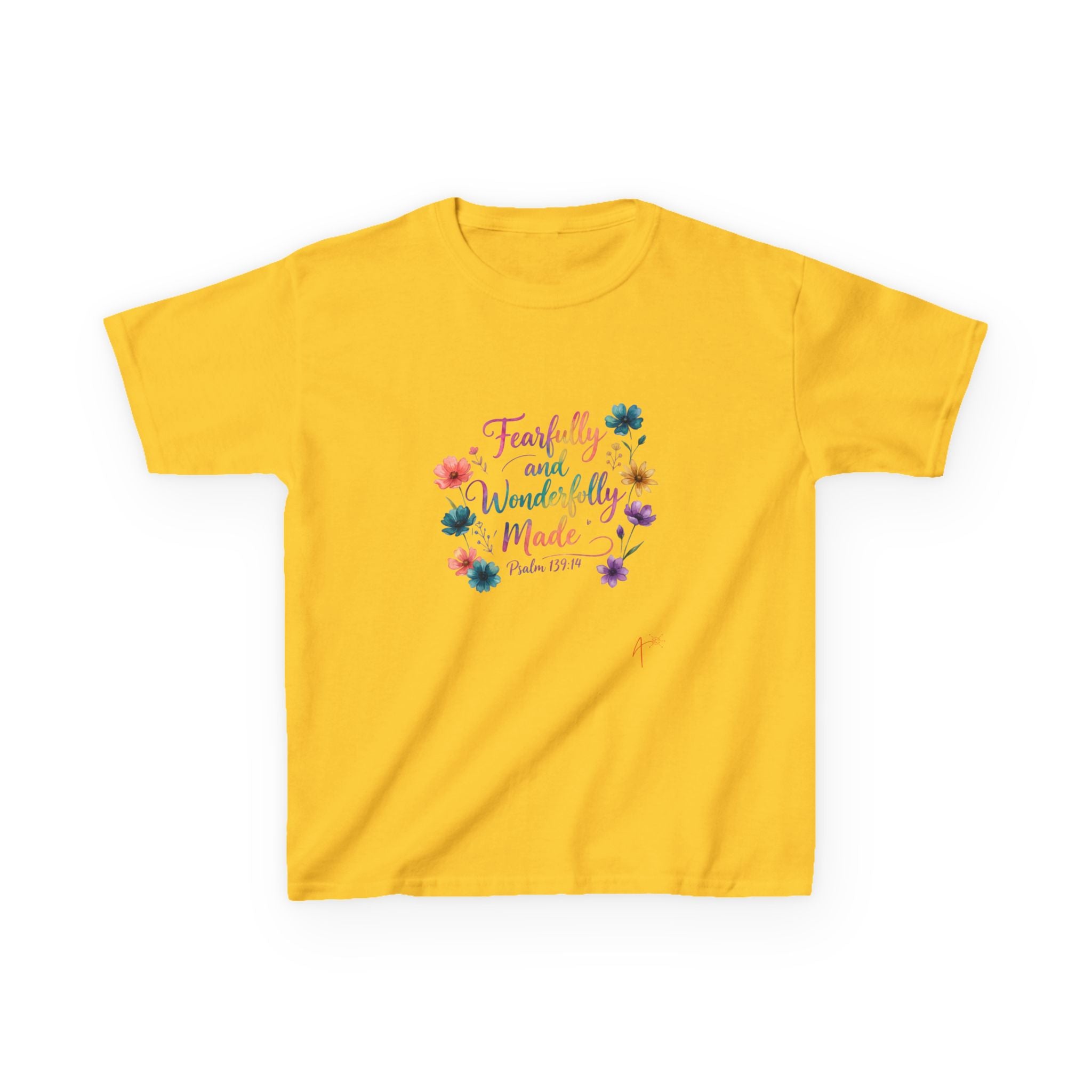 Kids Tee — "Fearfully and Wonderfully Made" Floral Christian Shirt