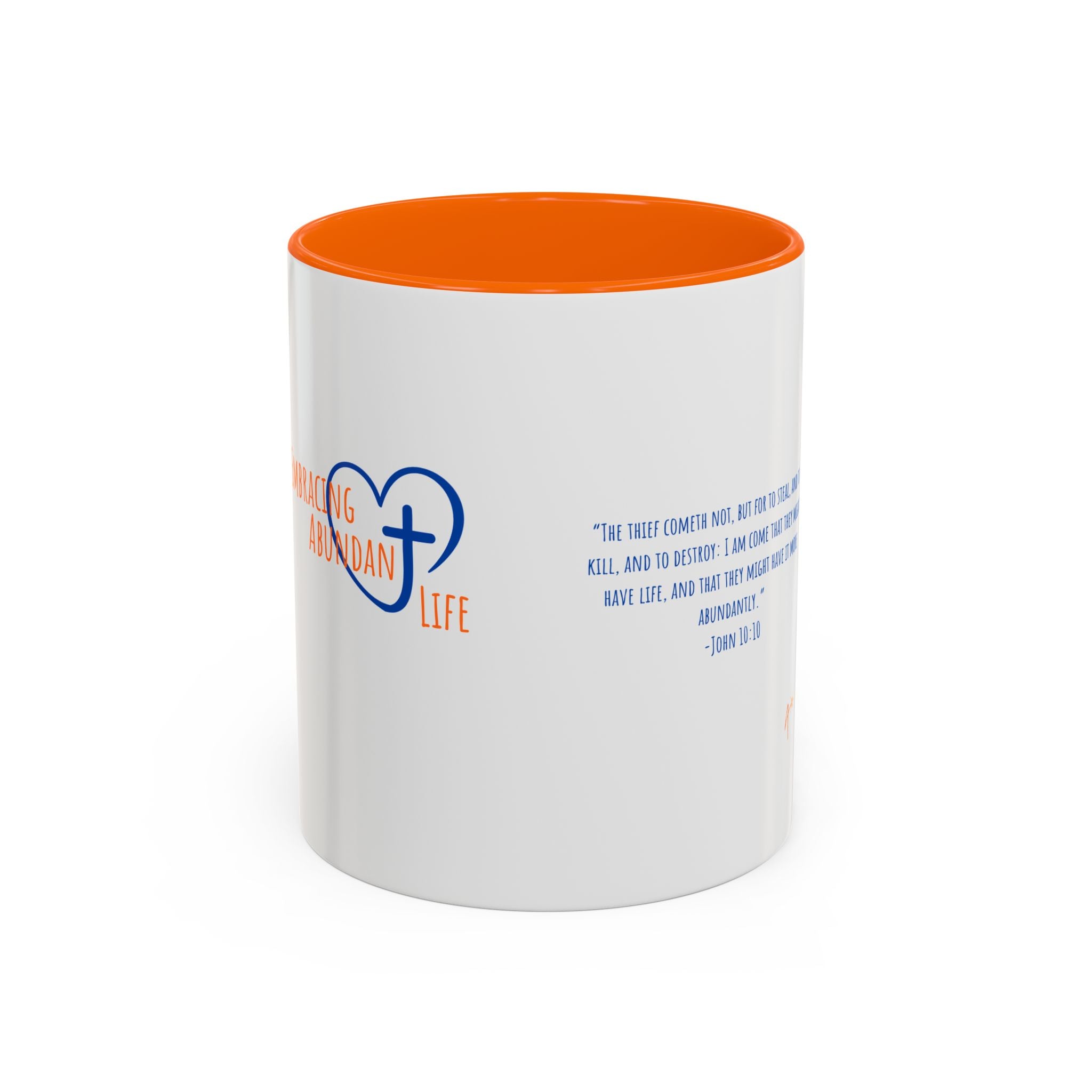 Christian Faith Coffee Mug — 'Embracing Abundant Life' Accent 11/15oz Inspirational Scripture Gift