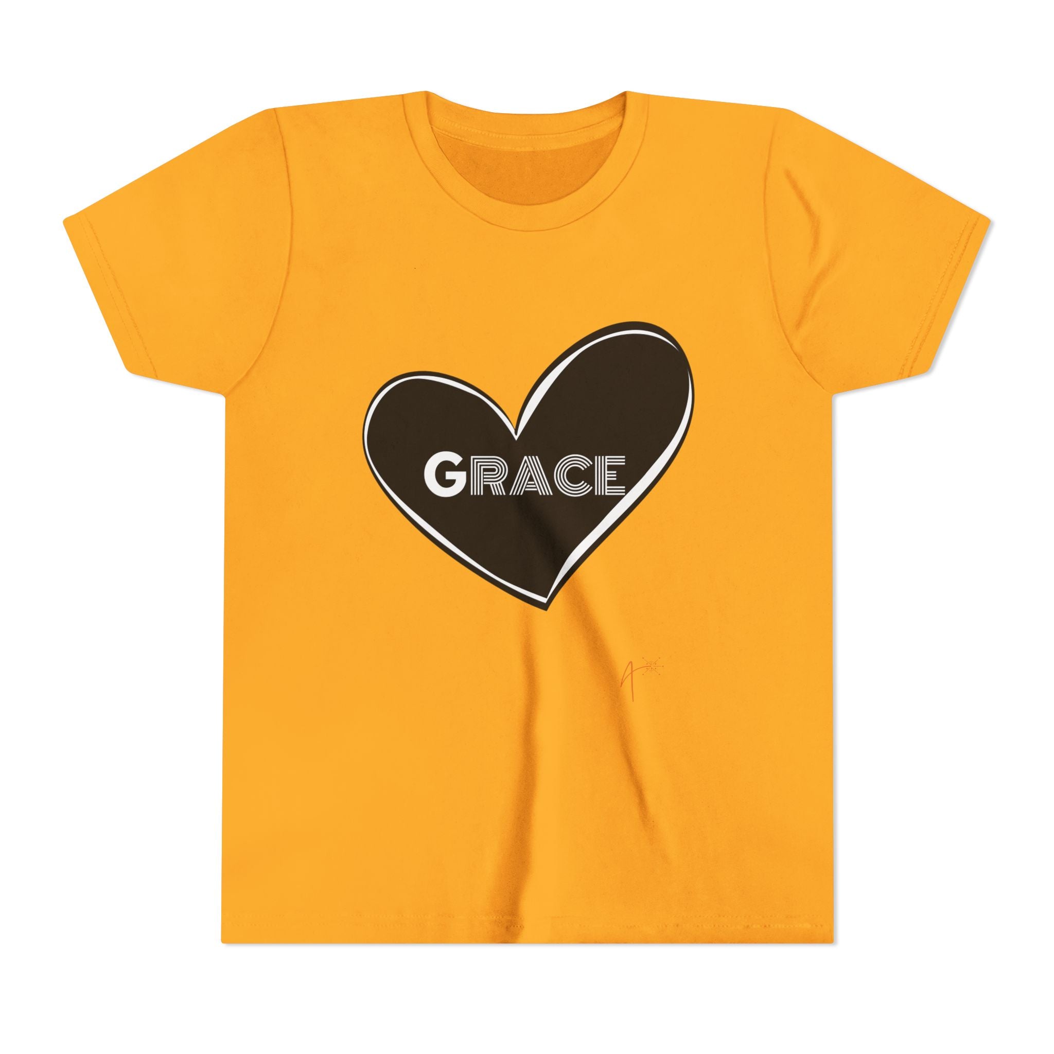 Youth Tee — Black Heart "Grace" Graphic Kids Shirt