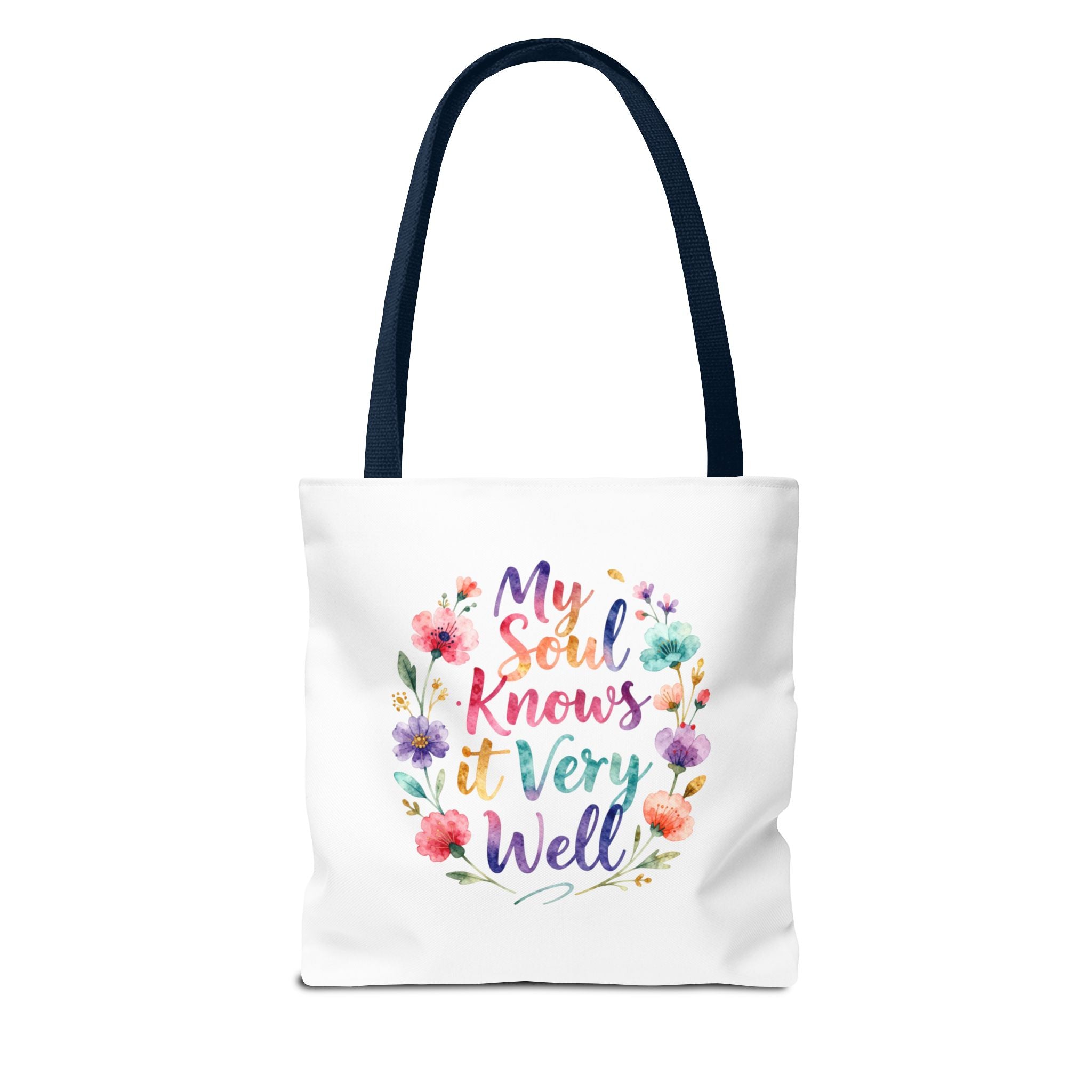 Floral Faith Tote Bag — "Fearfully and Wonderfully Made" / "My Soul Knows It Very Well" Inspirational Canvas Tote