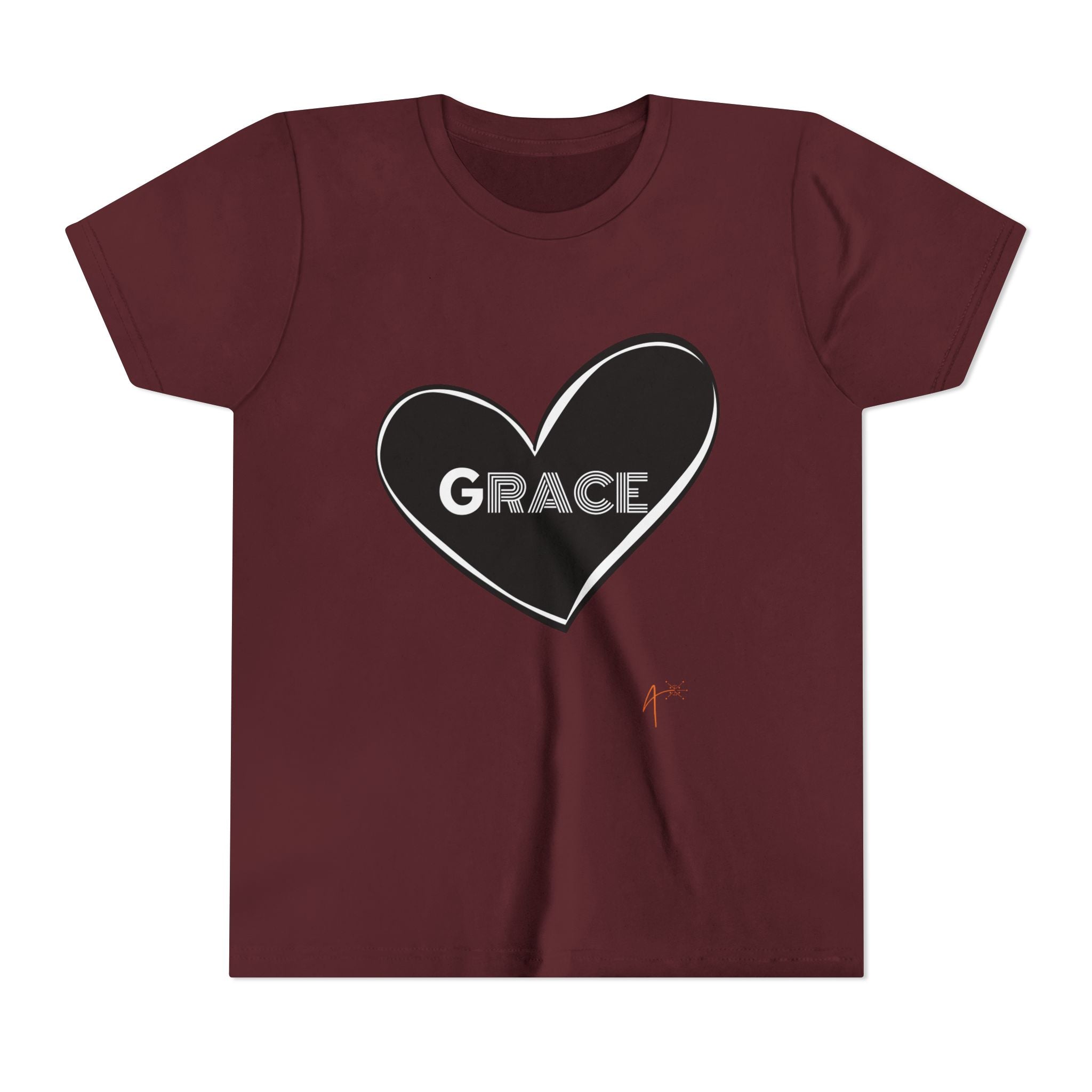 Youth Tee — Black Heart "Grace" Graphic Kids Shirt