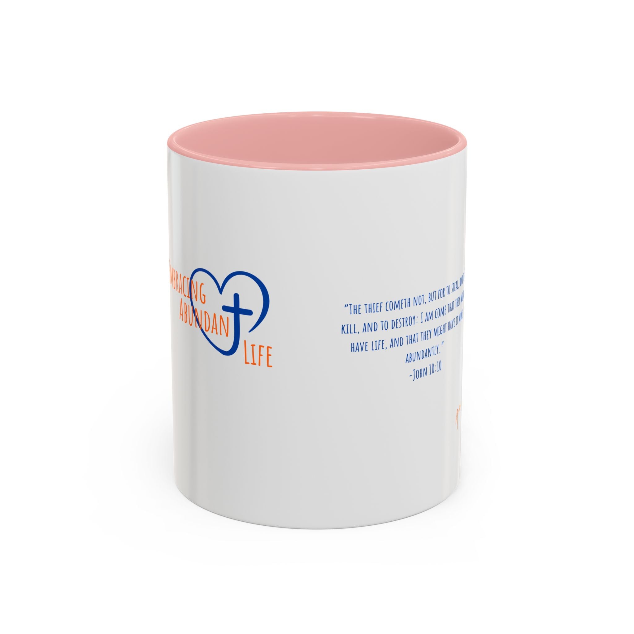 Christian Faith Coffee Mug — 'Embracing Abundant Life' Accent 11/15oz Inspirational Scripture Gift