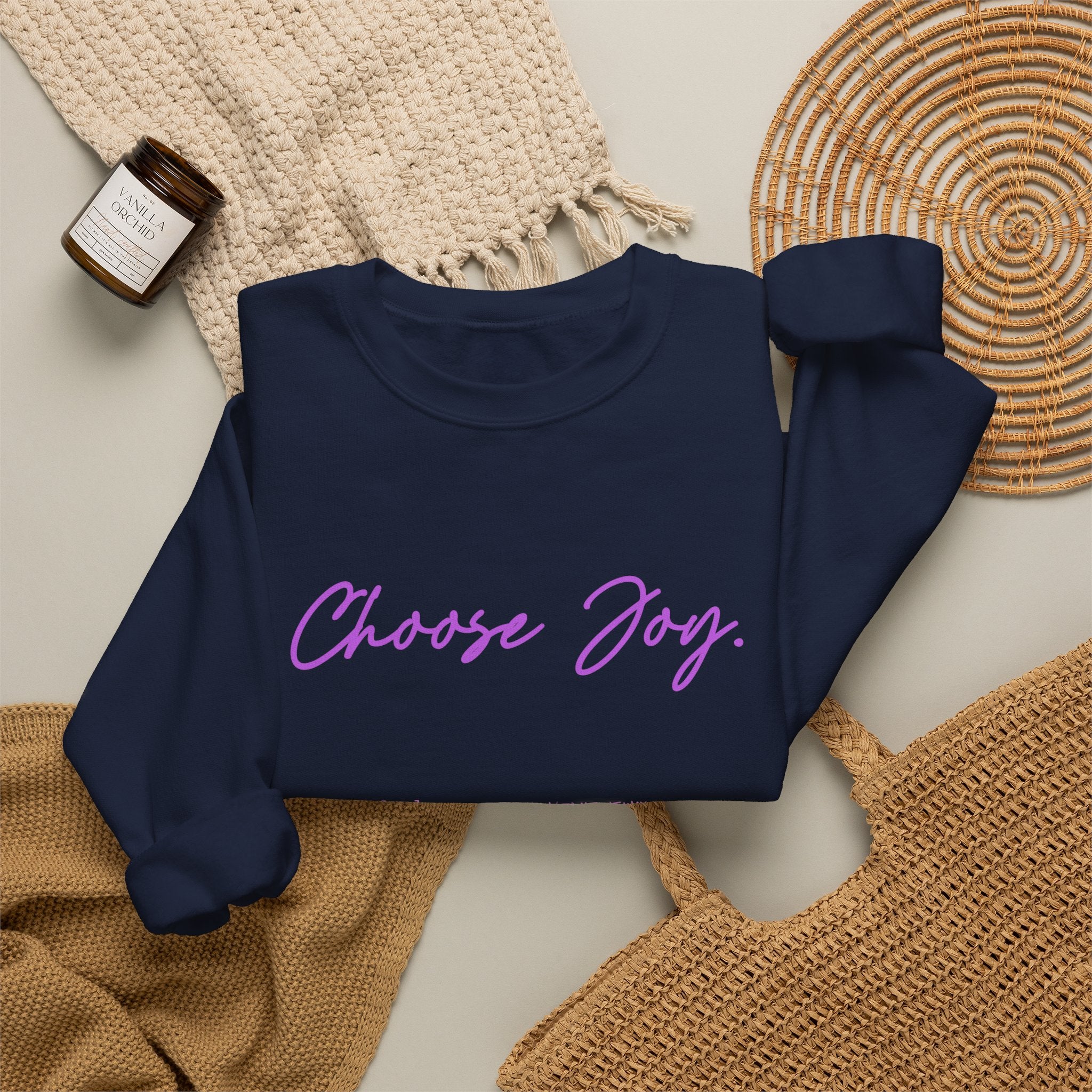 Crewneck Sweatshirt - "Choose Joy" Inspirational Script Pullover