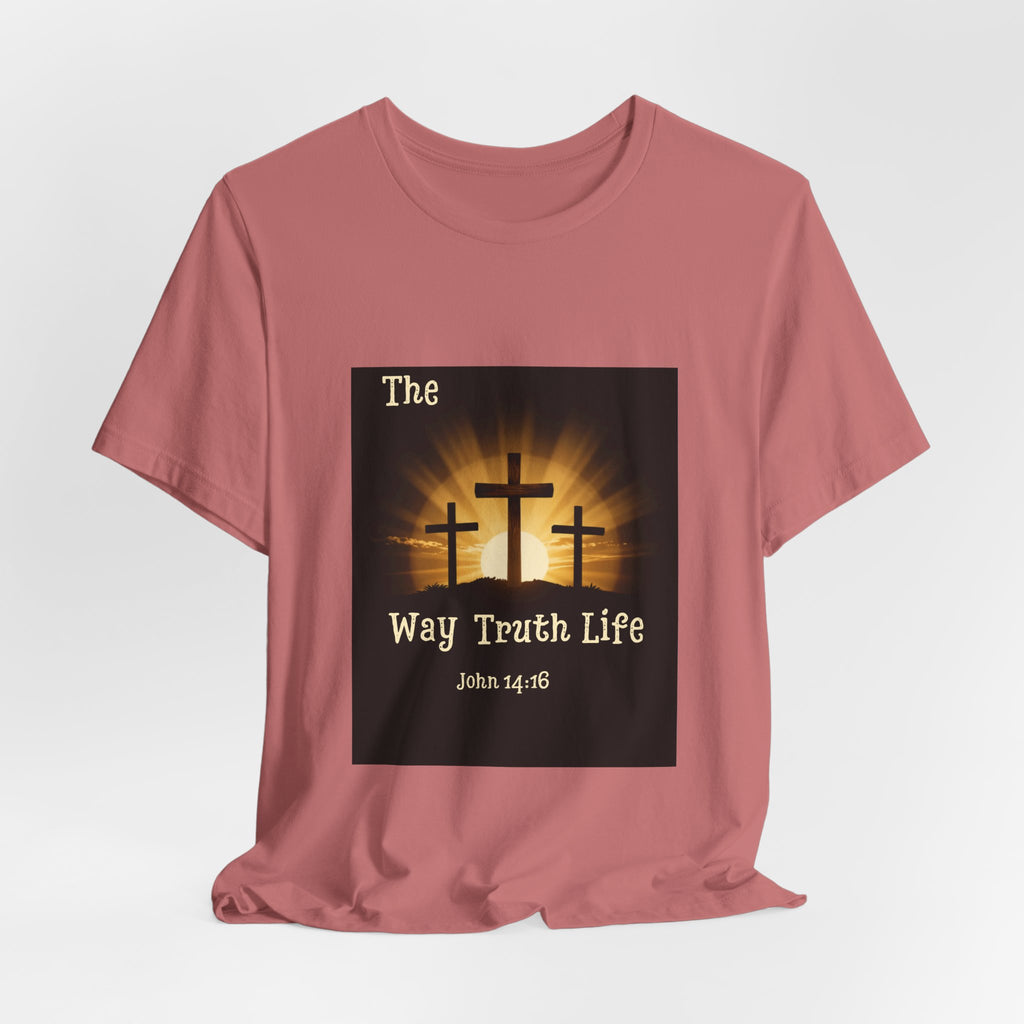 Christian Tee – "The Way Truth Life" John 14:6 Cross Graphic T-Shirt