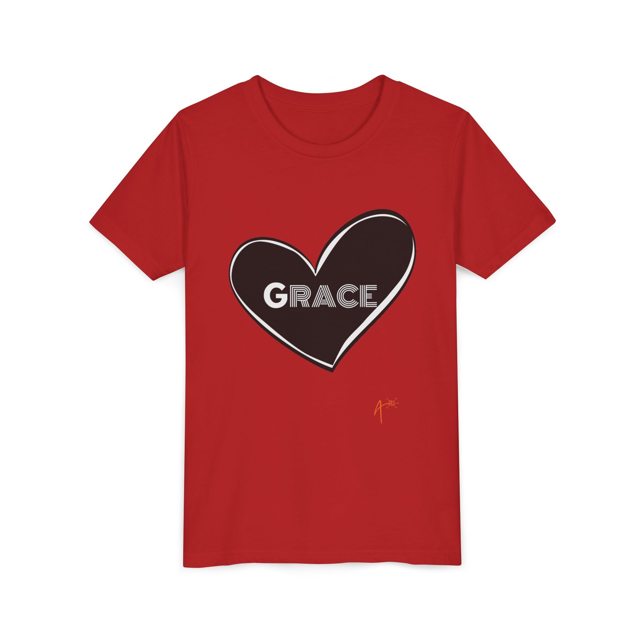 Youth Tee — Black Heart "Grace" Graphic Kids Shirt
