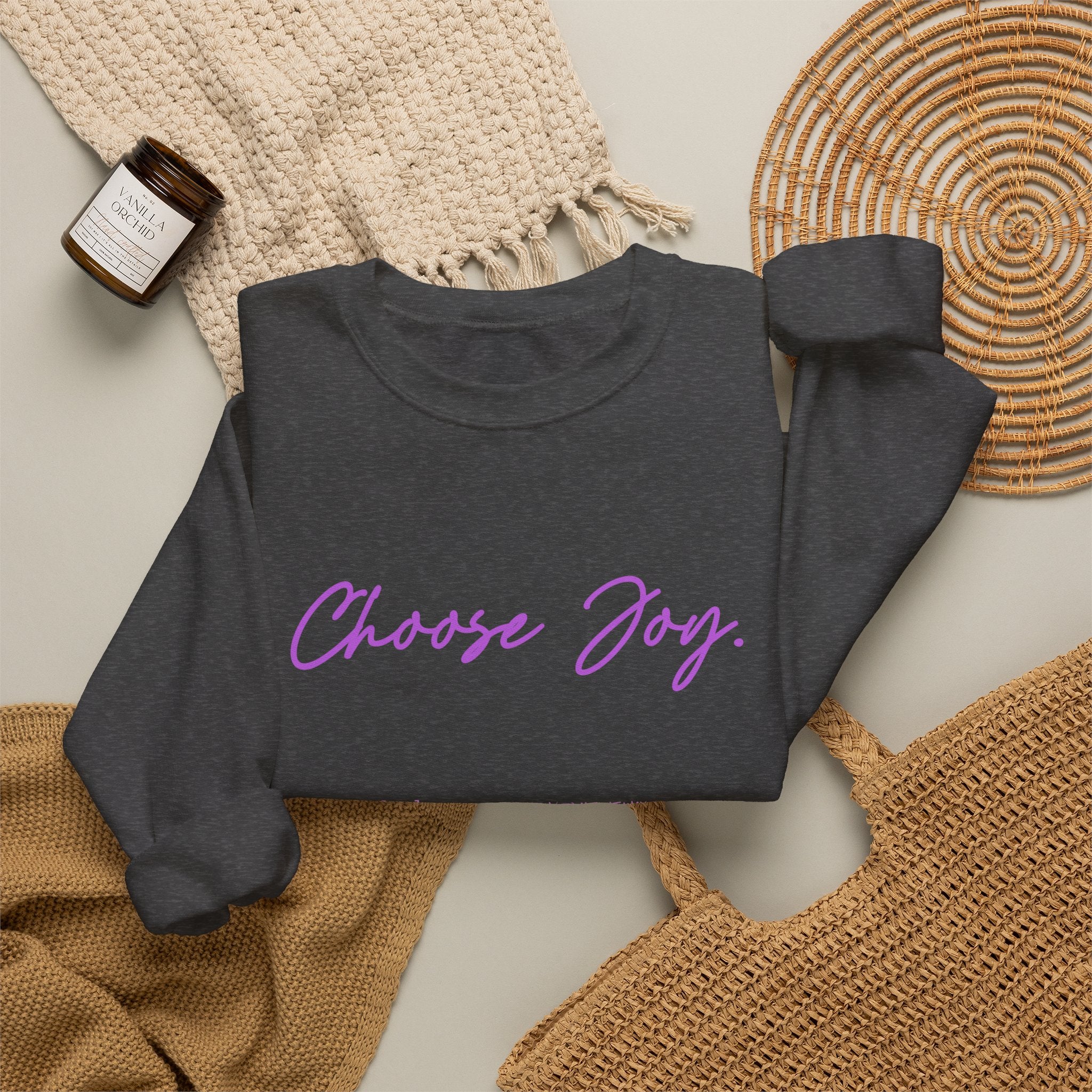 Crewneck Sweatshirt - "Choose Joy" Inspirational Script Pullover