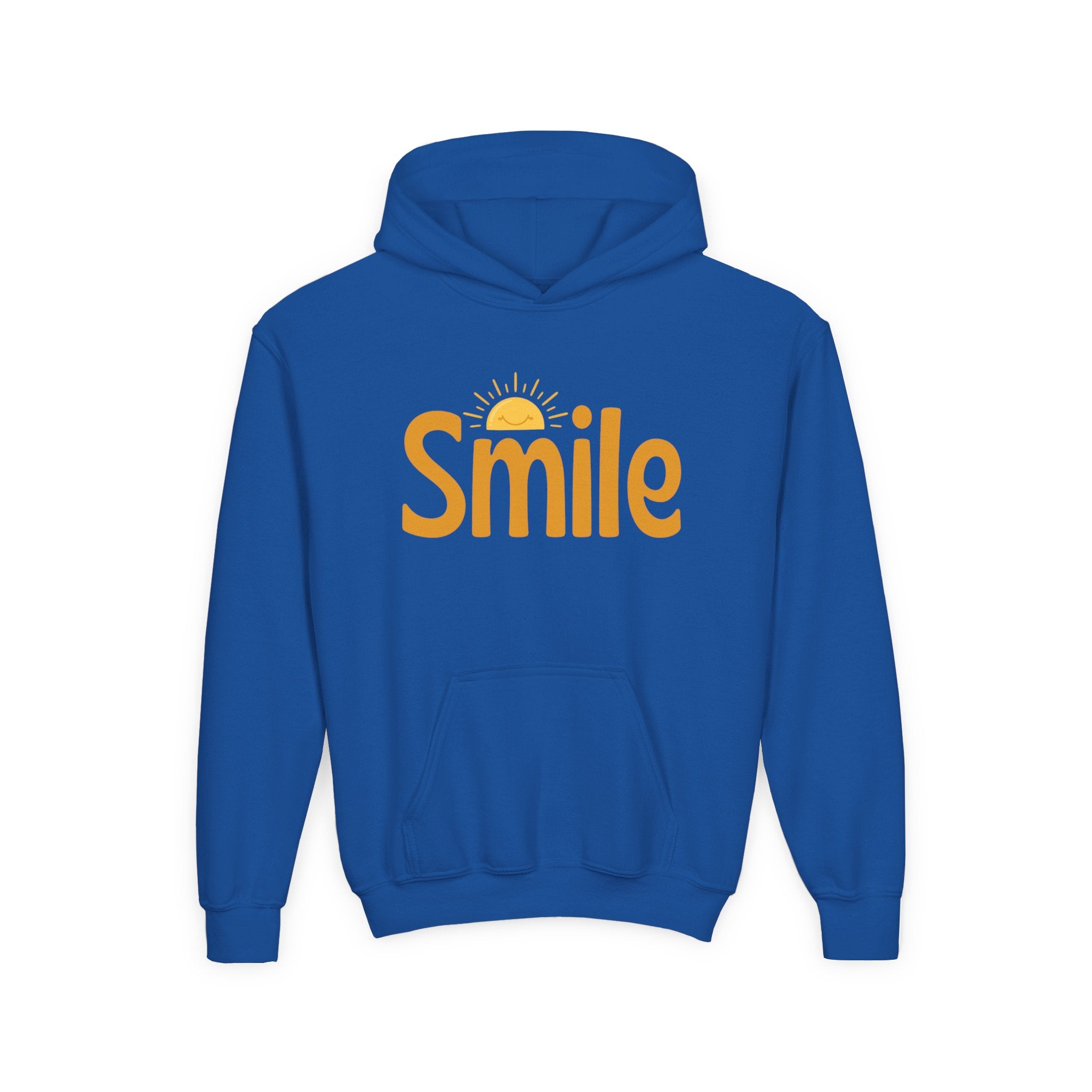 Youth Hoodie — "Smile" Retro Sun Graphic Kids Sweatshirt