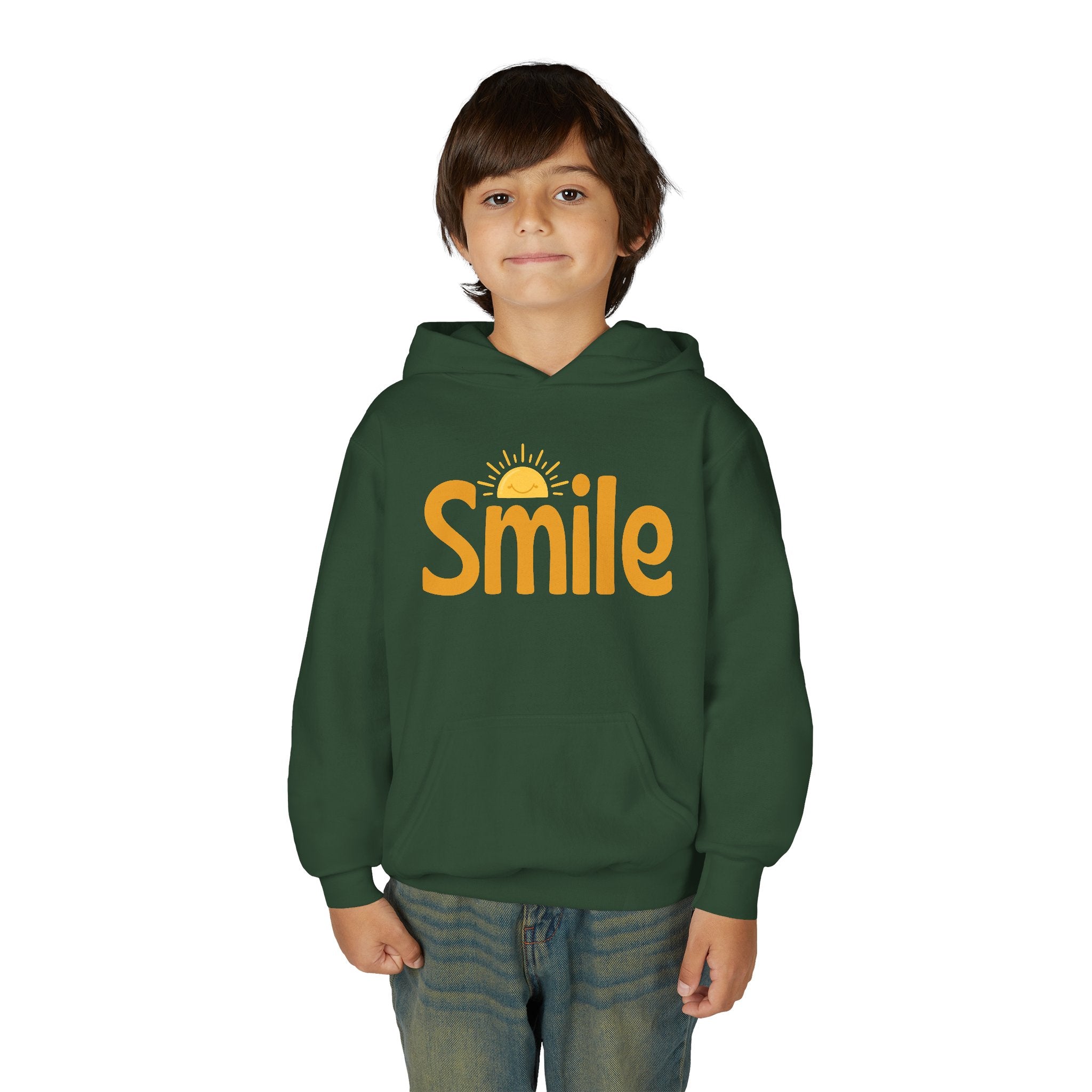 Youth Hoodie — "Smile" Retro Sun Graphic Kids Sweatshirt