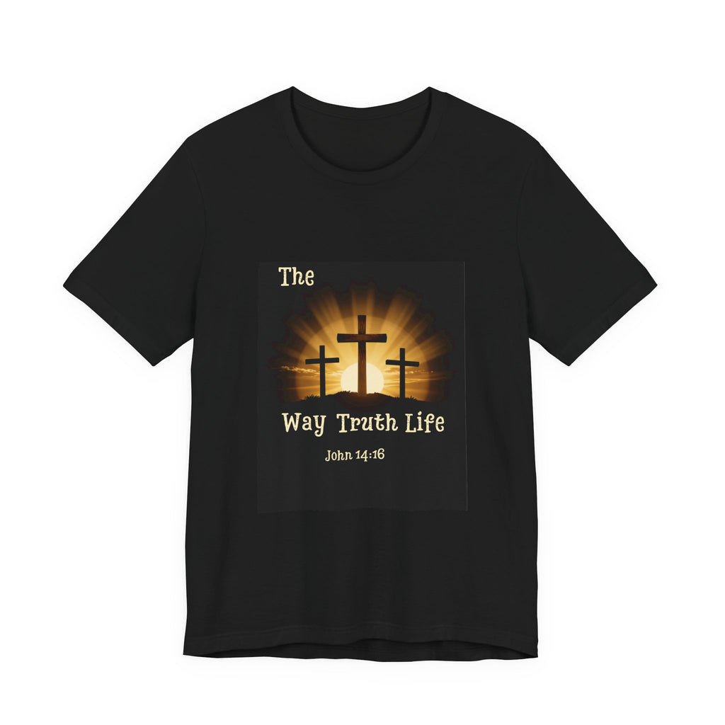 Christian Tee – "The Way Truth Life" John 14:6 Cross Graphic T-Shirt