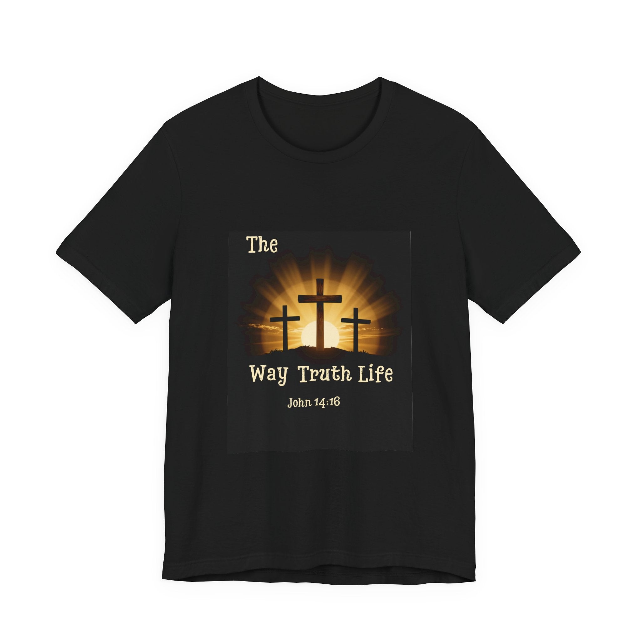 Christian Tee – "The Way Truth Life" John 14:6 Cross Graphic T-Shirt