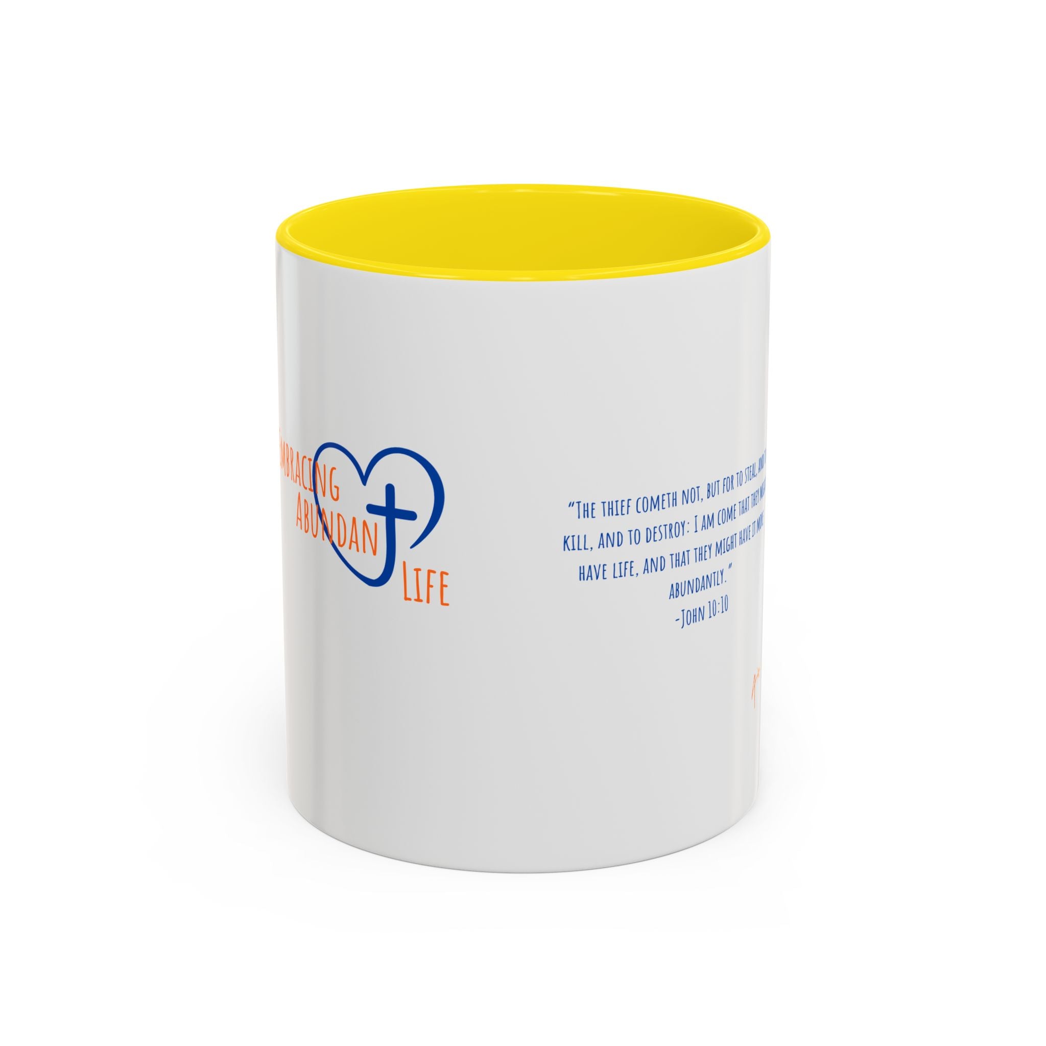 Christian Faith Coffee Mug — 'Embracing Abundant Life' Accent 11/15oz Inspirational Scripture Gift