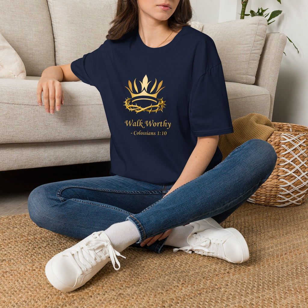 Christian Crown T-Shirt — 'Walk Worthy' Faith Graphic Tee