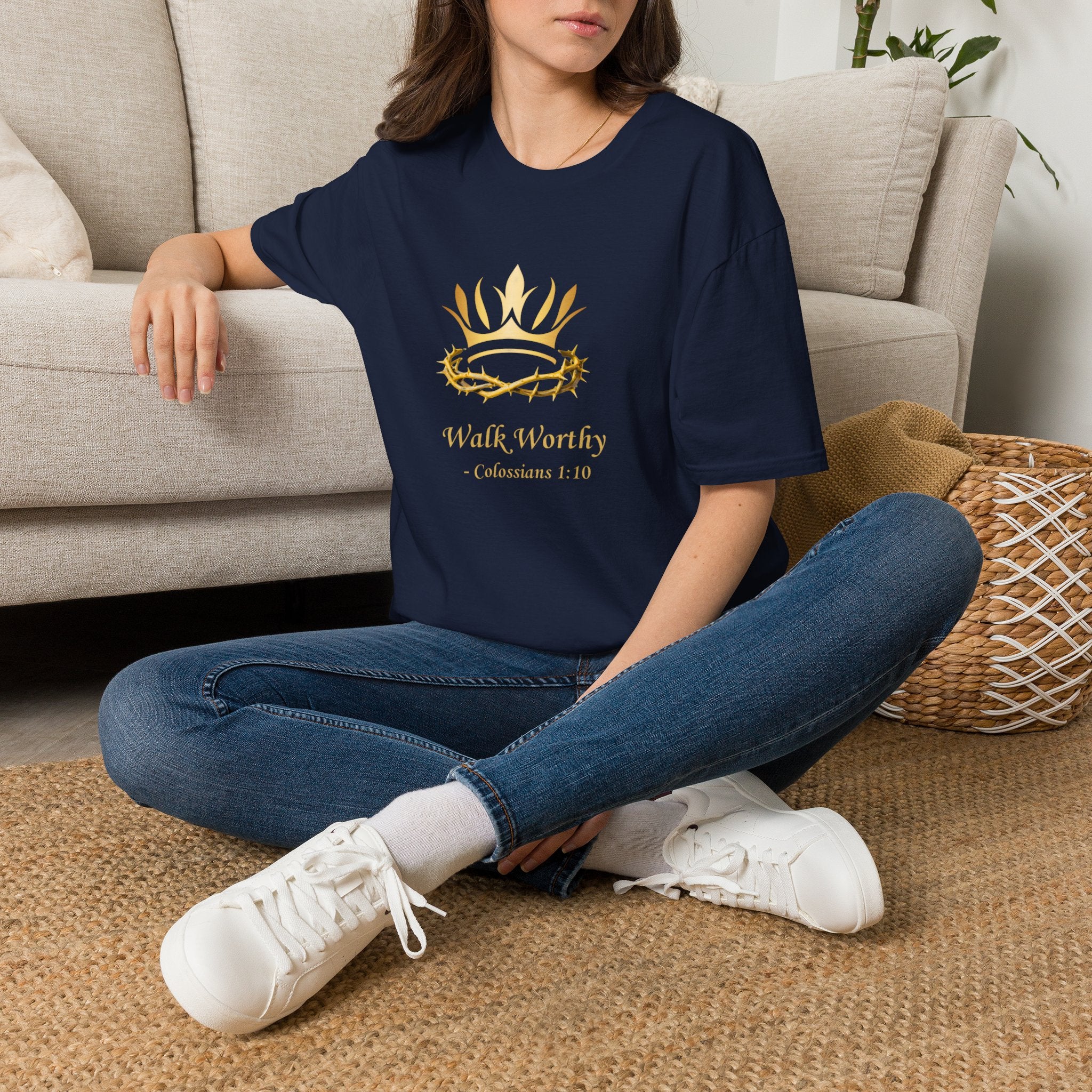 Christian Crown T-Shirt — 'Walk Worthy' Faith Graphic Tee