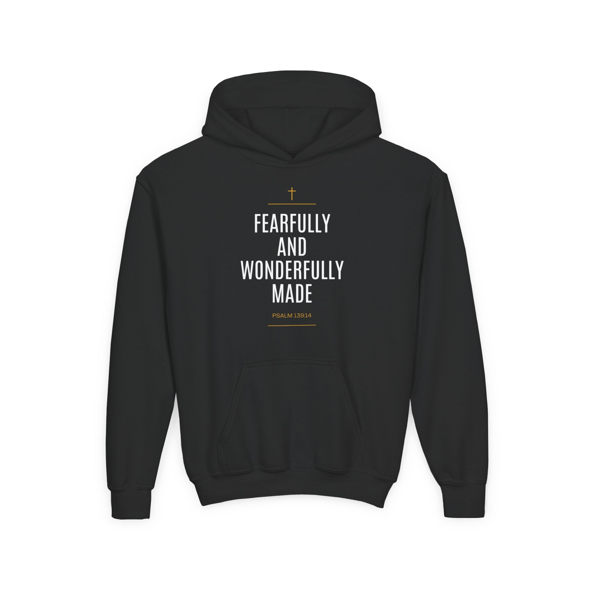 Youth Hoodie – "Fearfully and Wonderfully Made" Christian Scripture Pullover