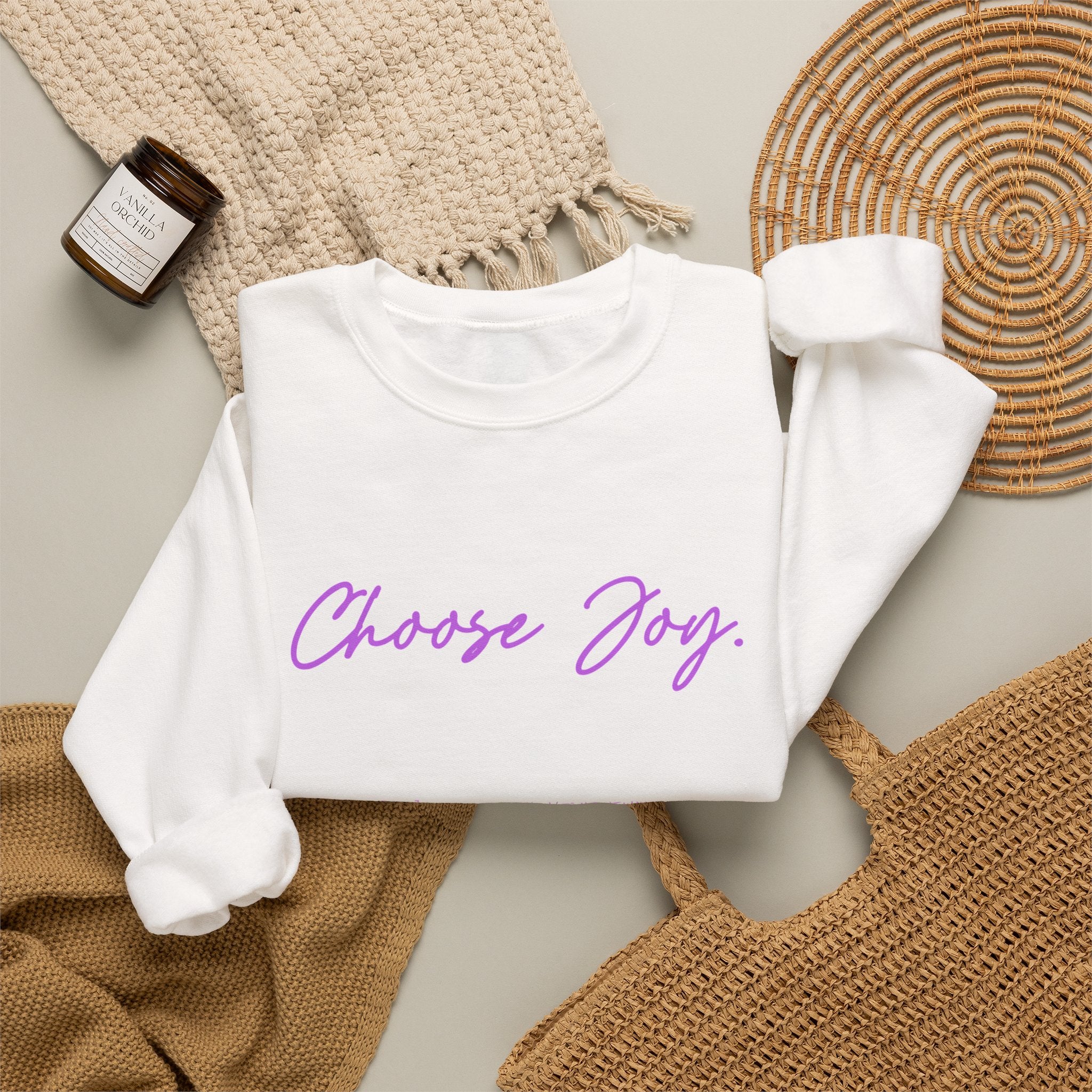 Crewneck Sweatshirt - "Choose Joy" Inspirational Script Pullover