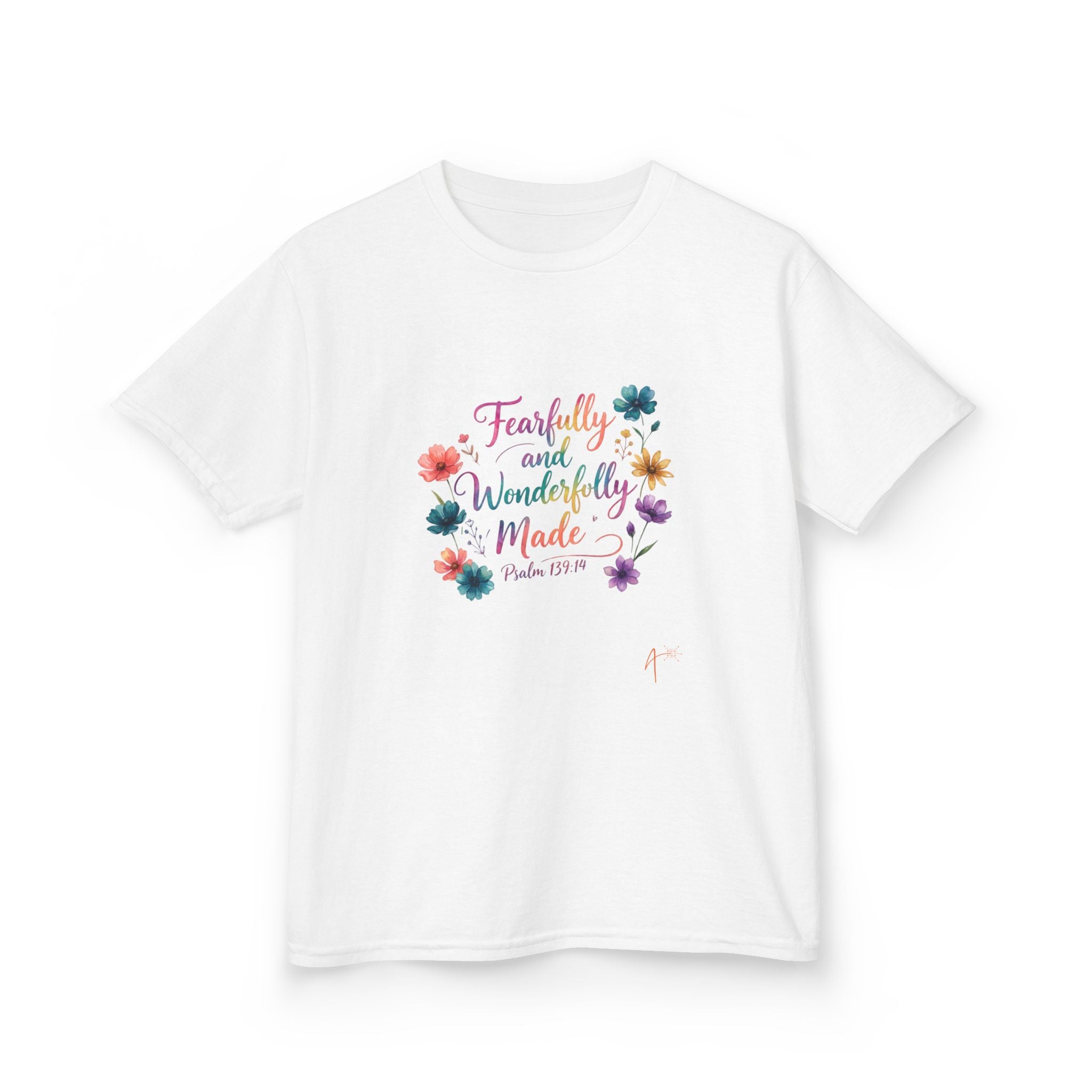Kids Tee — "Fearfully and Wonderfully Made" Floral Christian Shirt