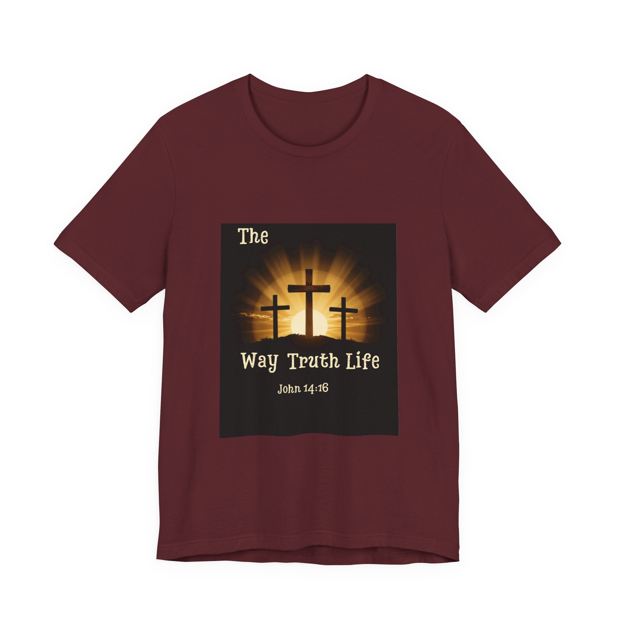 Christian Tee – "The Way Truth Life" John 14:6 Cross Graphic T-Shirt