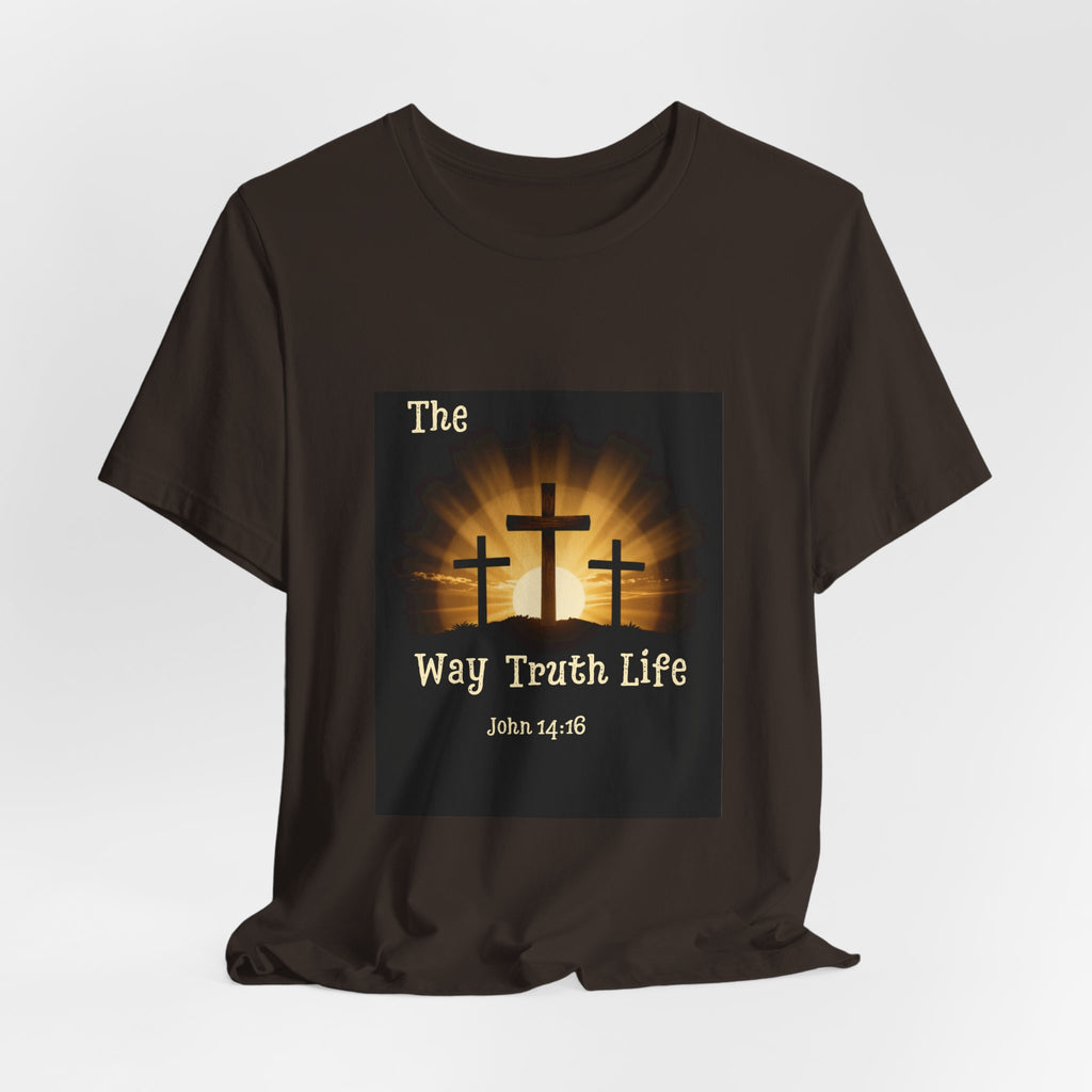 Christian Tee – "The Way Truth Life" John 14:6 Cross Graphic T-Shirt