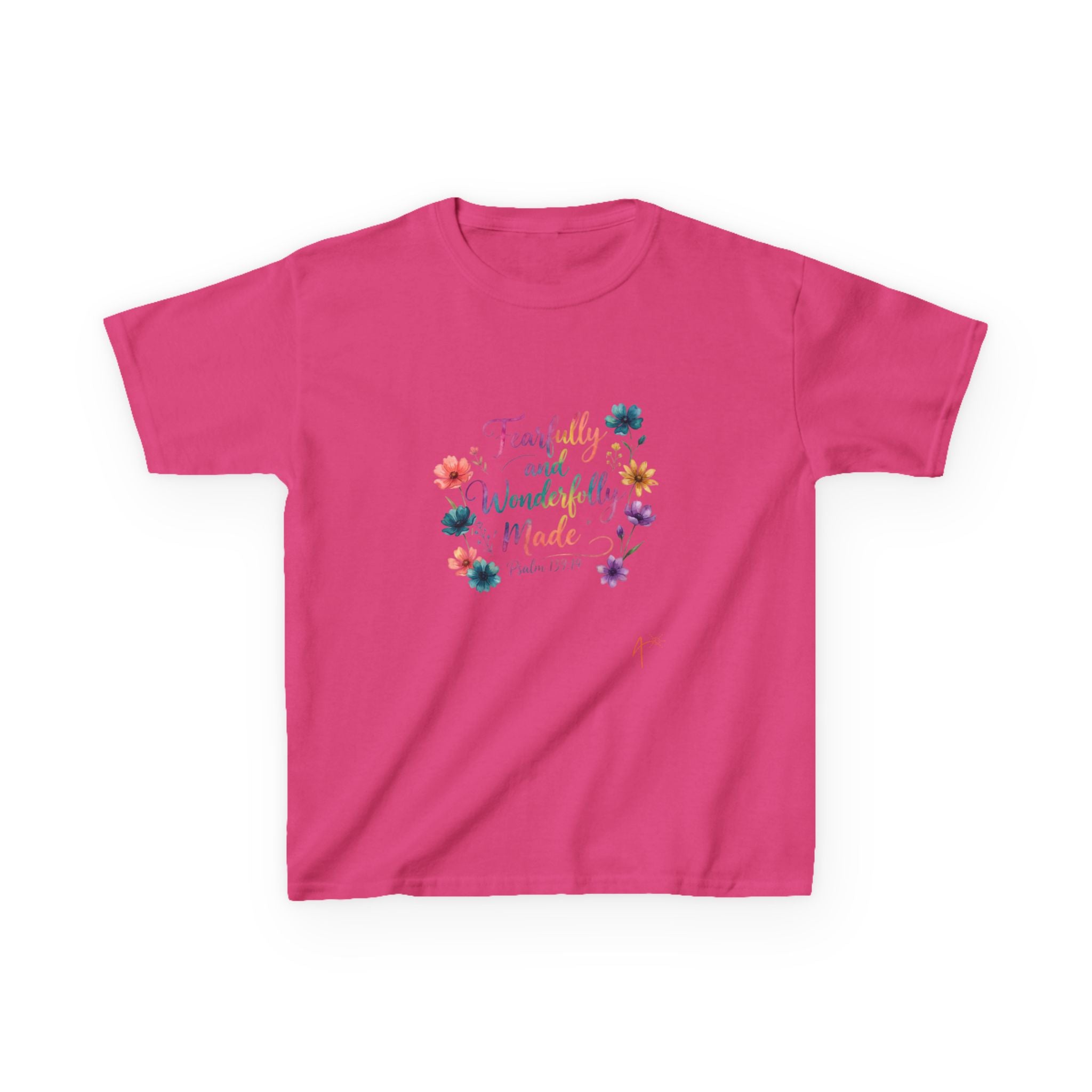 Kids Tee — "Fearfully and Wonderfully Made" Floral Christian Shirt