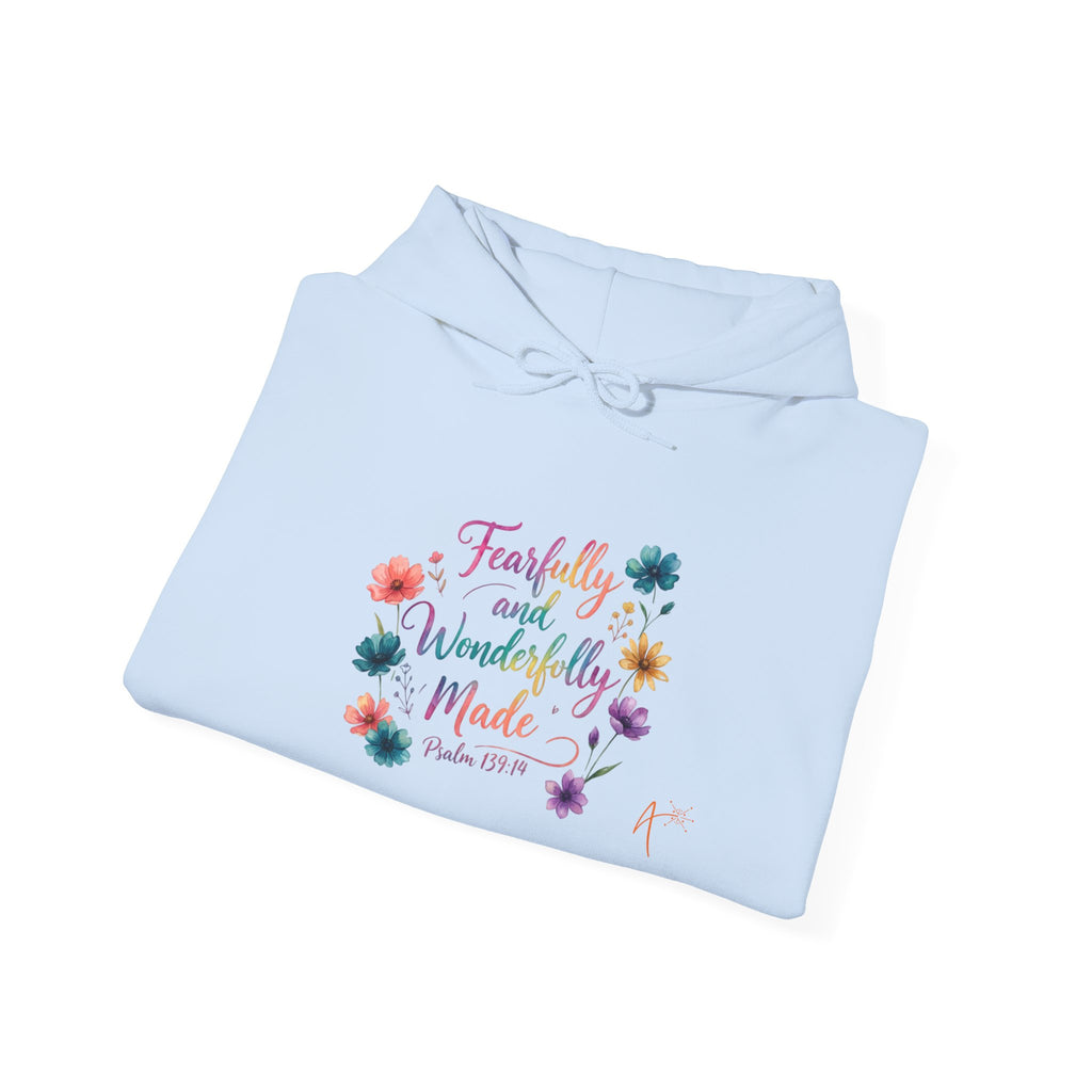 Hoodie — "Fearfully and Wonderfully Made" Floral Christian Hoodie