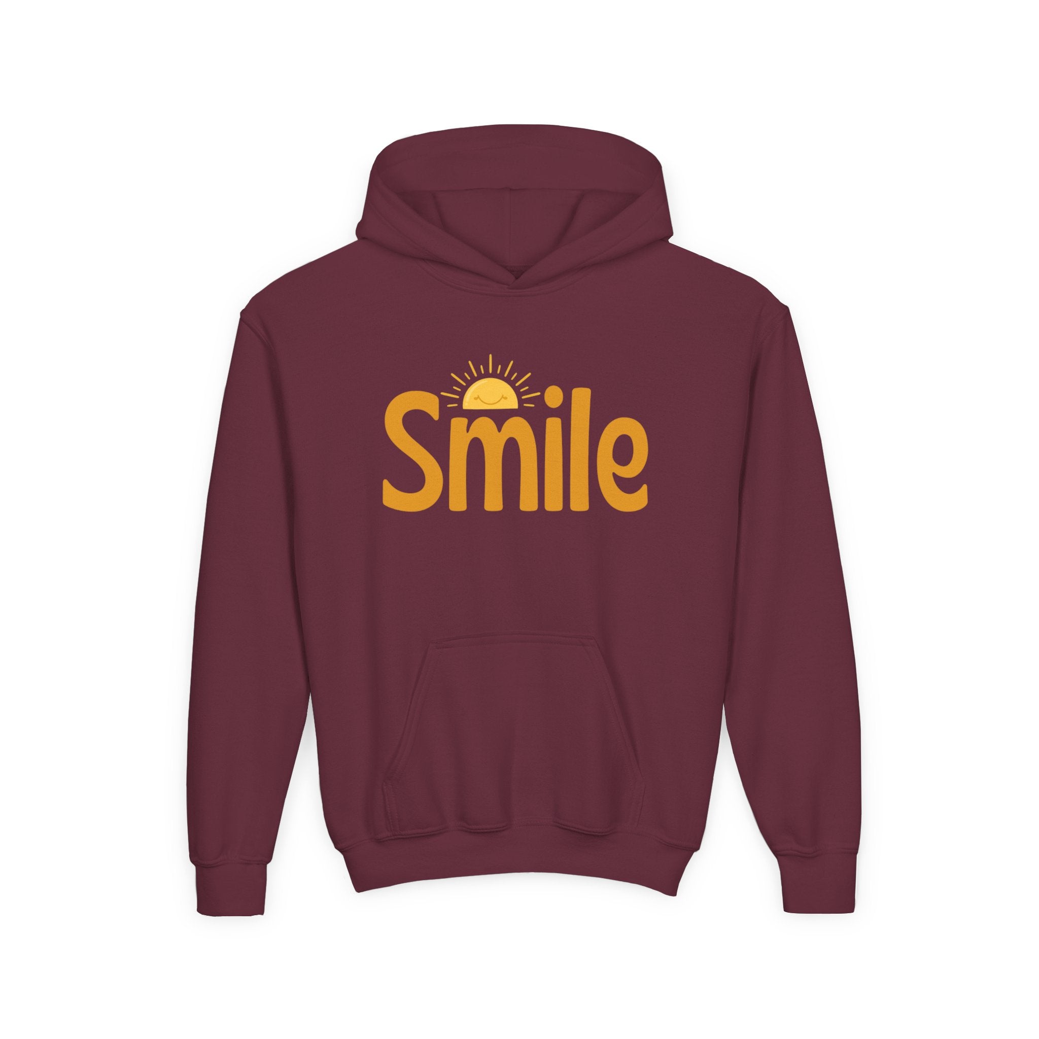 Youth Hoodie — "Smile" Retro Sun Graphic Kids Sweatshirt