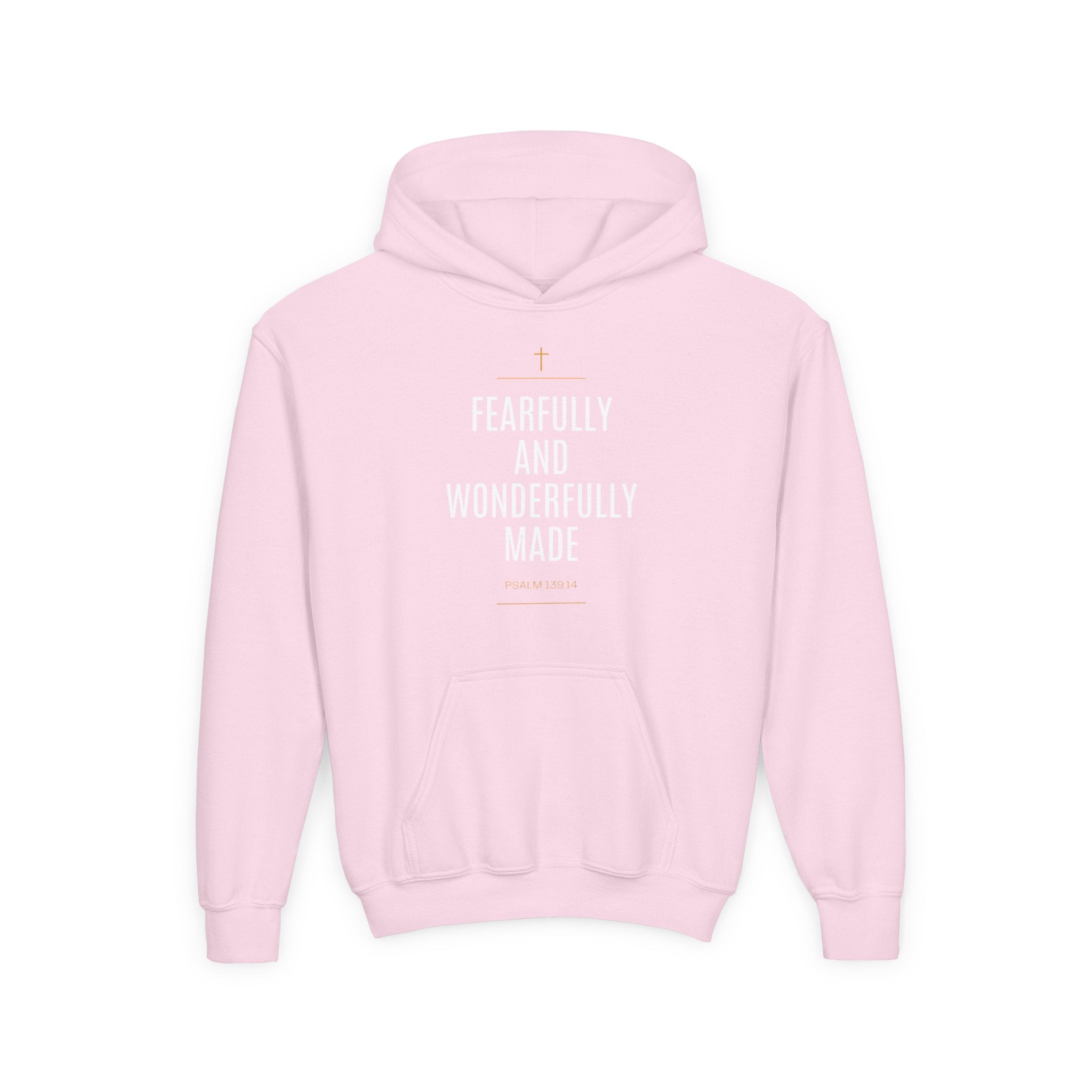 Youth Hoodie – "Fearfully and Wonderfully Made" Christian Scripture Pullover