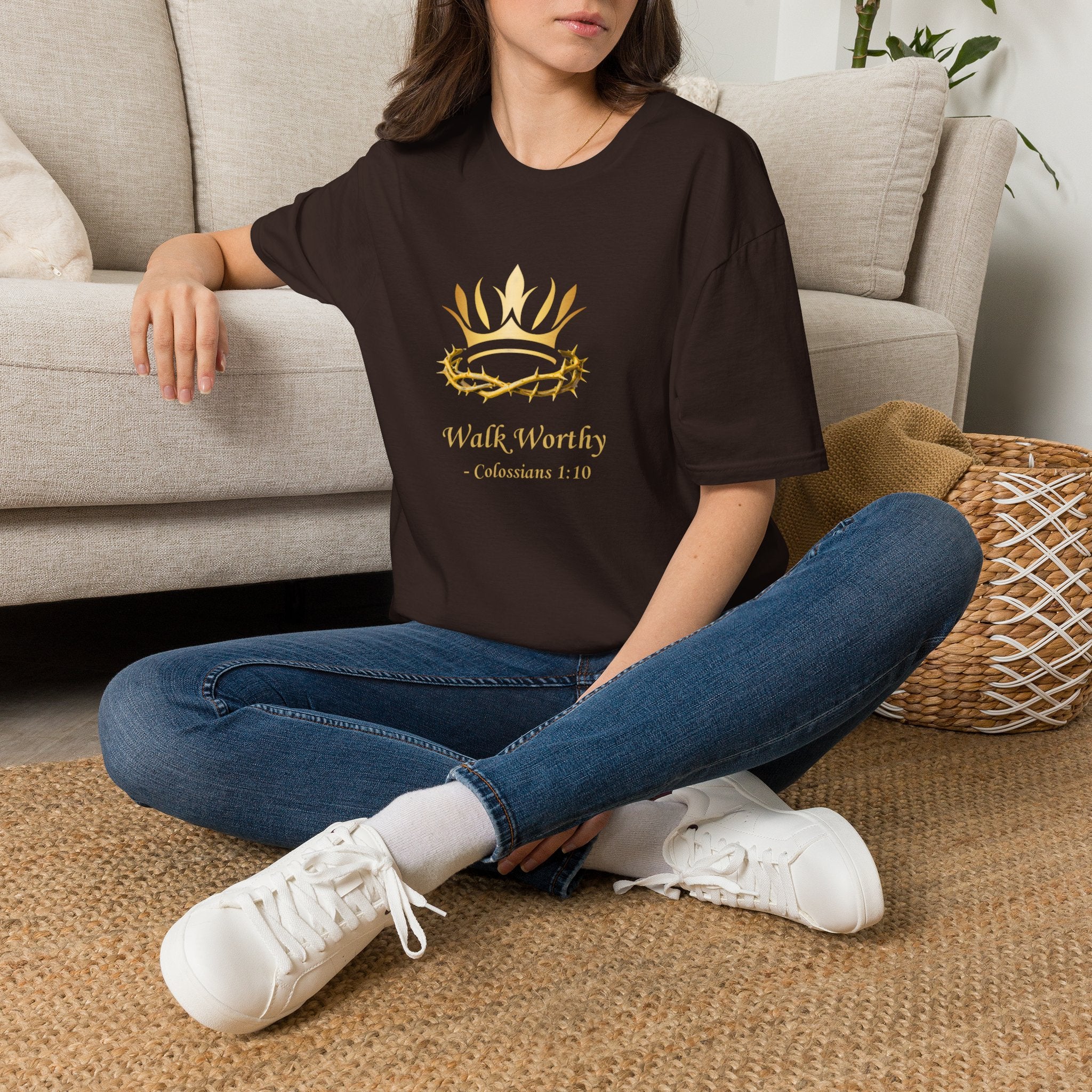Christian Crown T-Shirt — 'Walk Worthy' Faith Graphic Tee