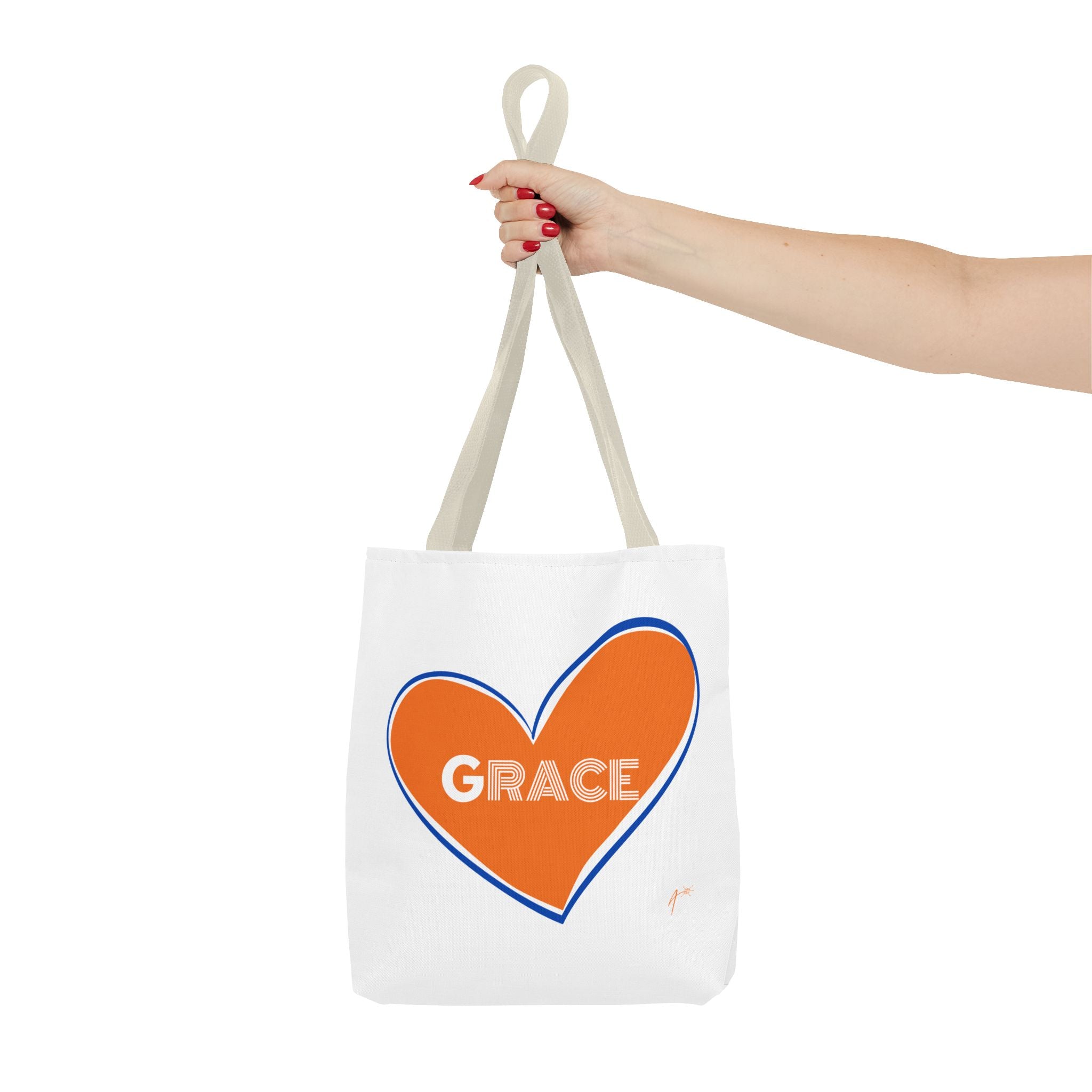 Grace Heart Tote Bag — Orange Heart Design